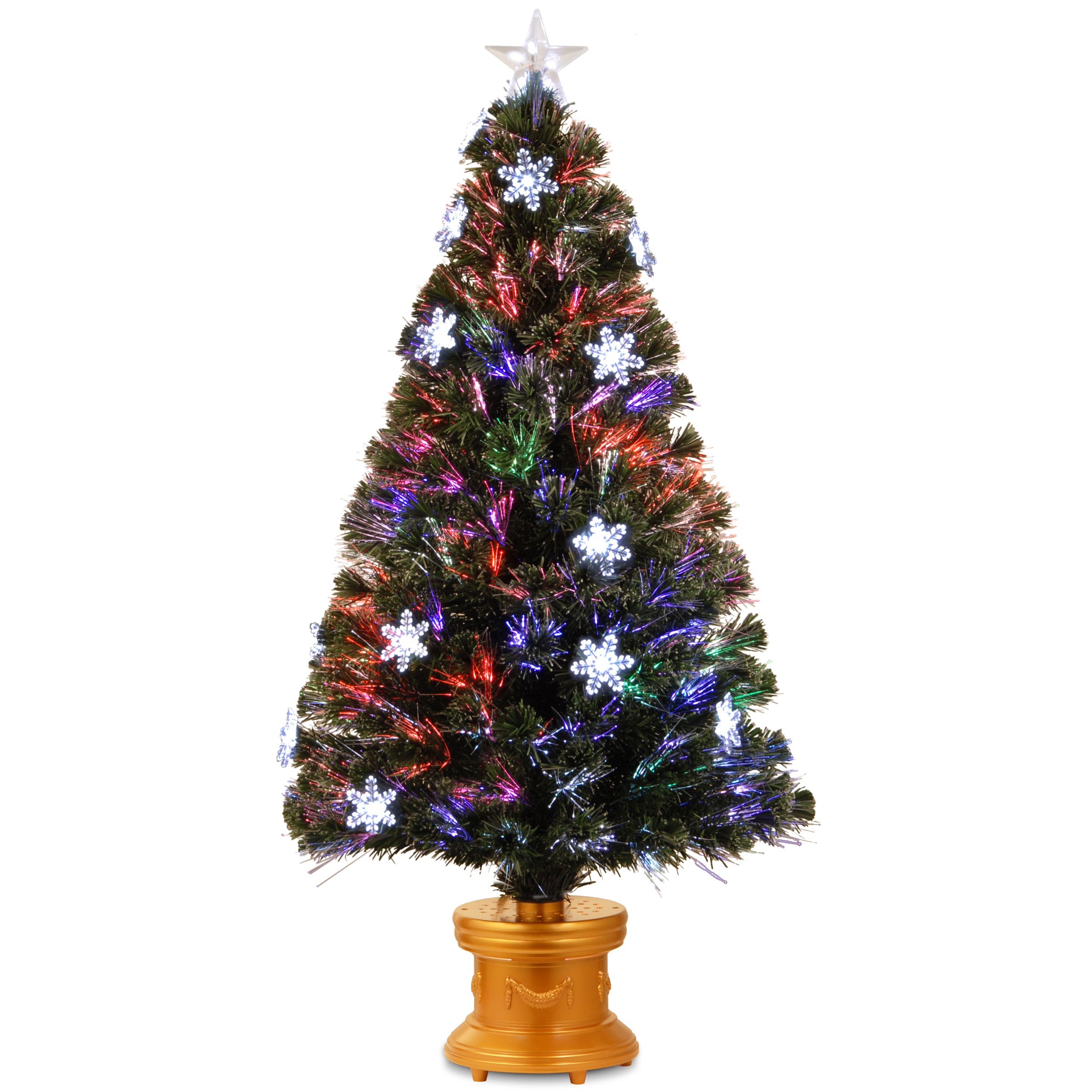 48 in. Pre-Lit Fiber Optic Fireworks Tree with Snowflakes
