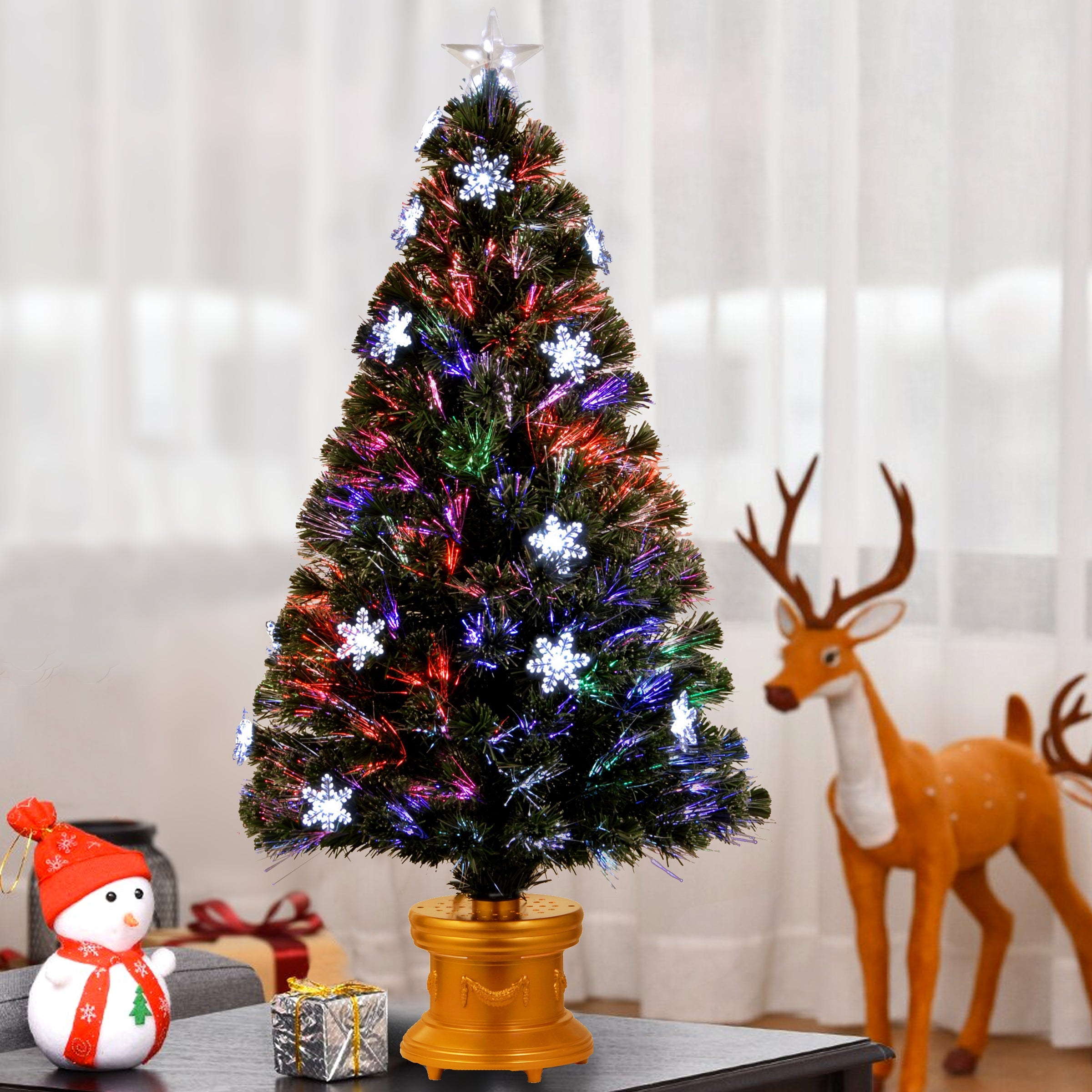 48 in. Pre-Lit Fiber Optic Fireworks Tree with Snowflakes