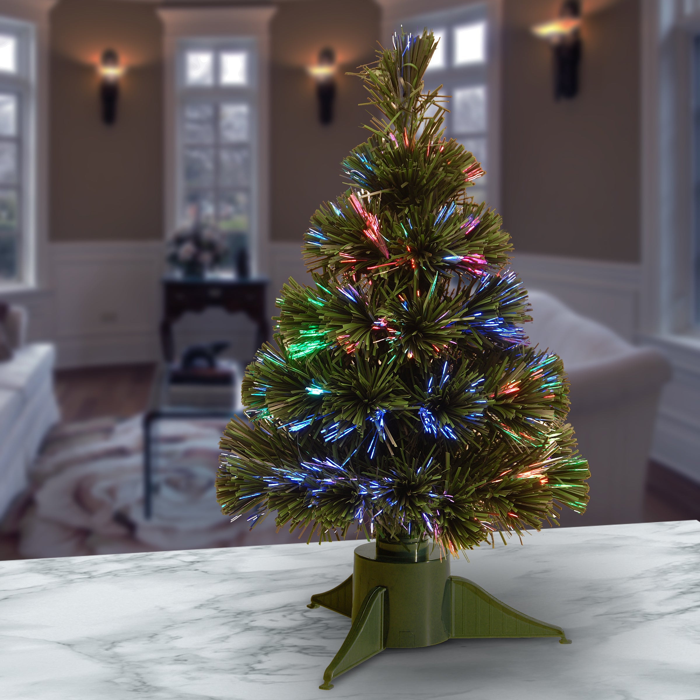 18 in.Pre-Lit Fiber Optic Ice Tree