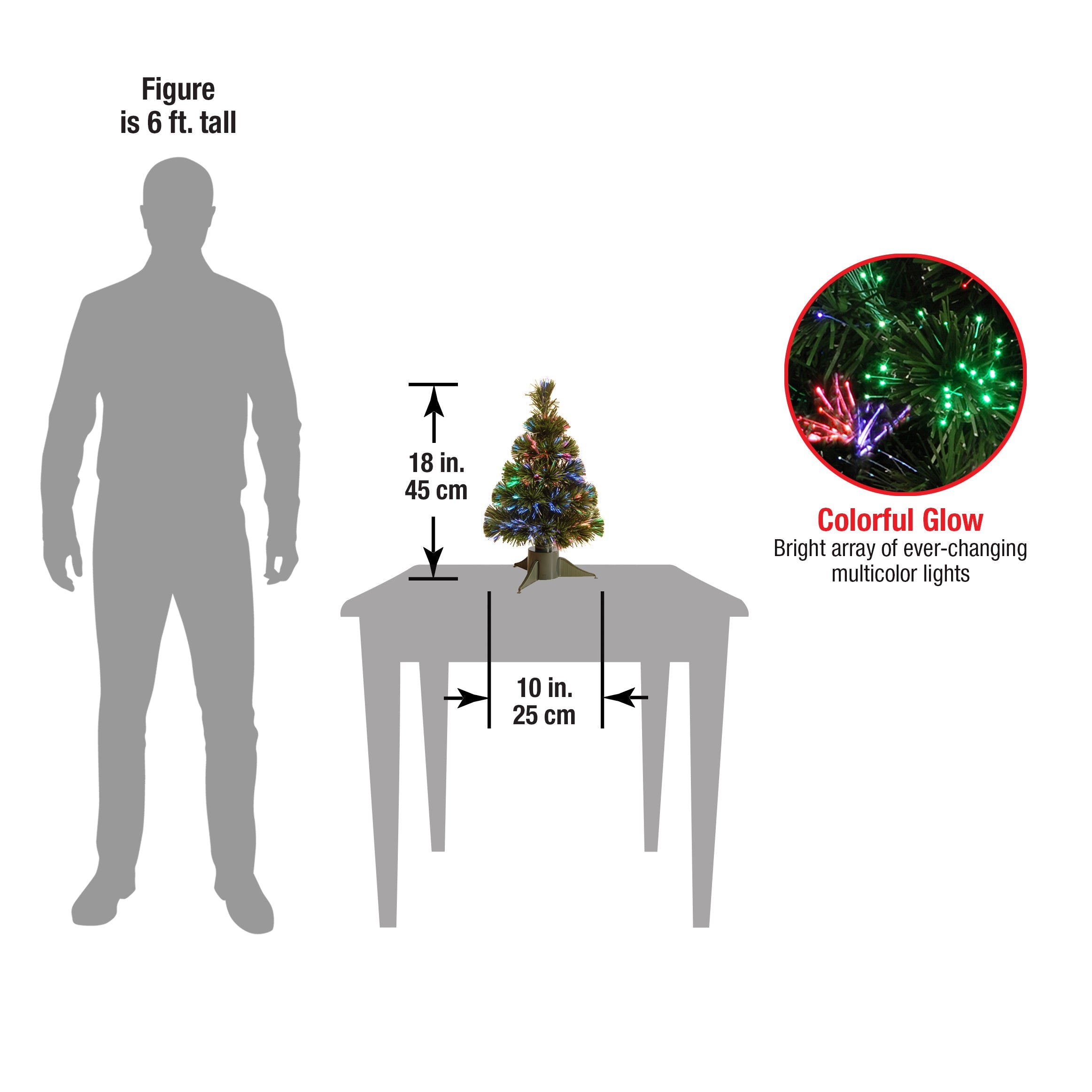 18 in.Pre-Lit Fiber Optic Ice Tree