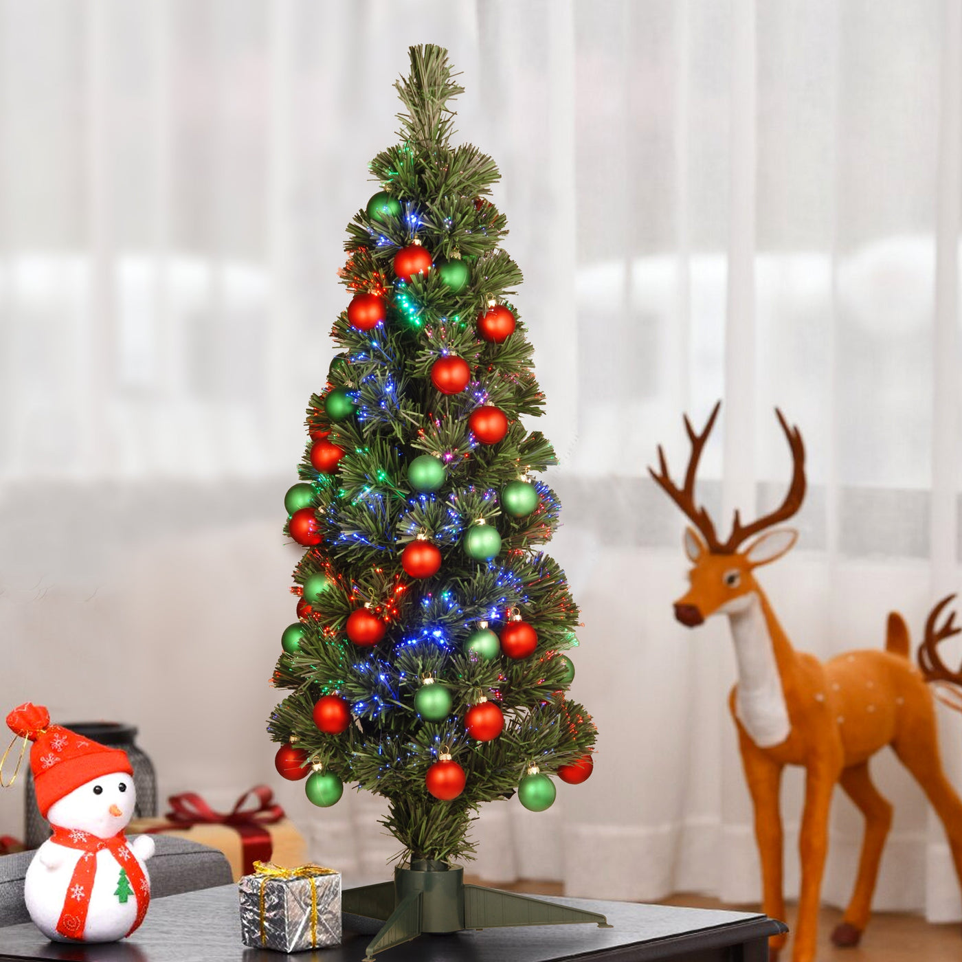 36 in. Pre-Lit Fiber Optic Fireworks Ornament Tree