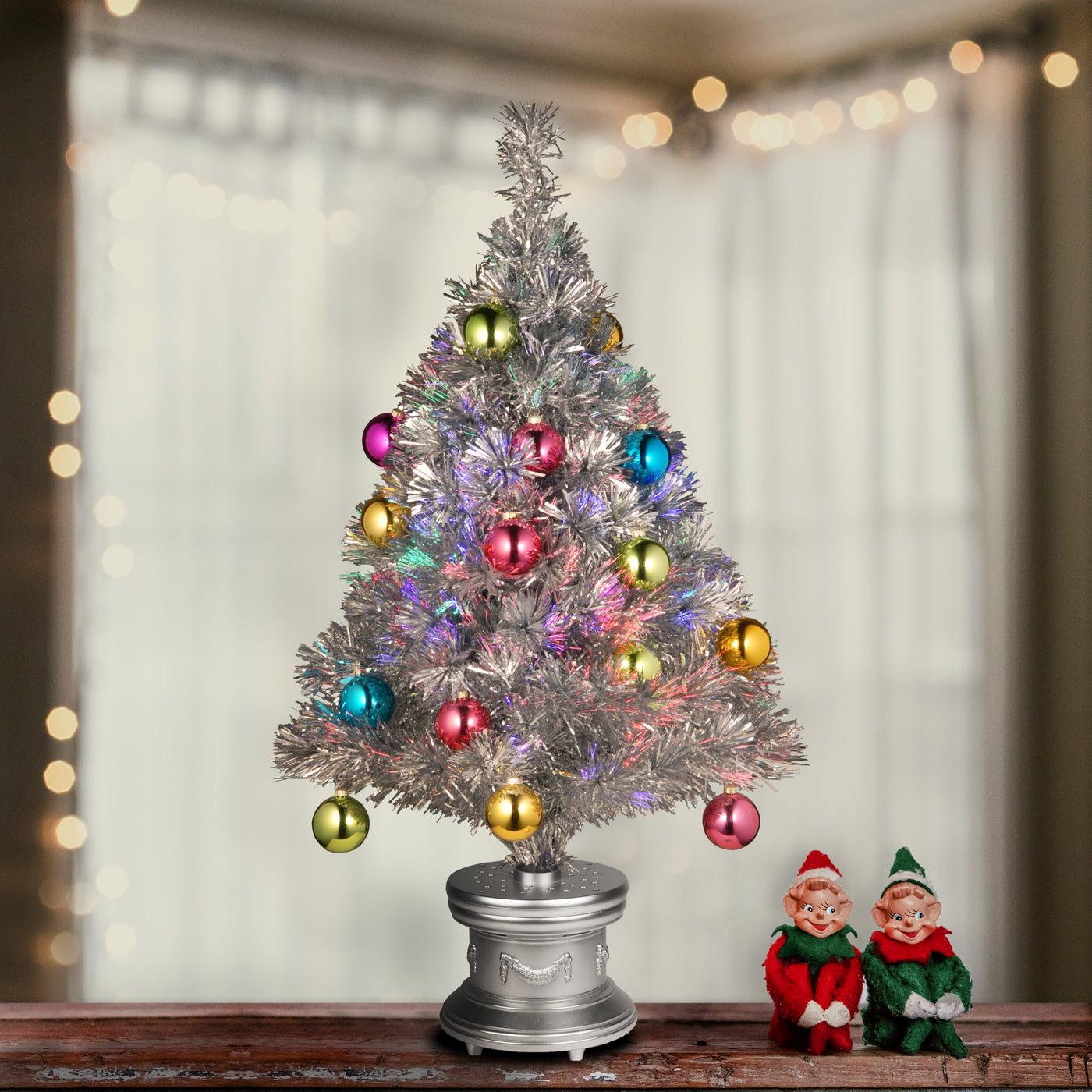 32 in. Pre-Lit Fiber Optic Fireworks Ornament Tree
