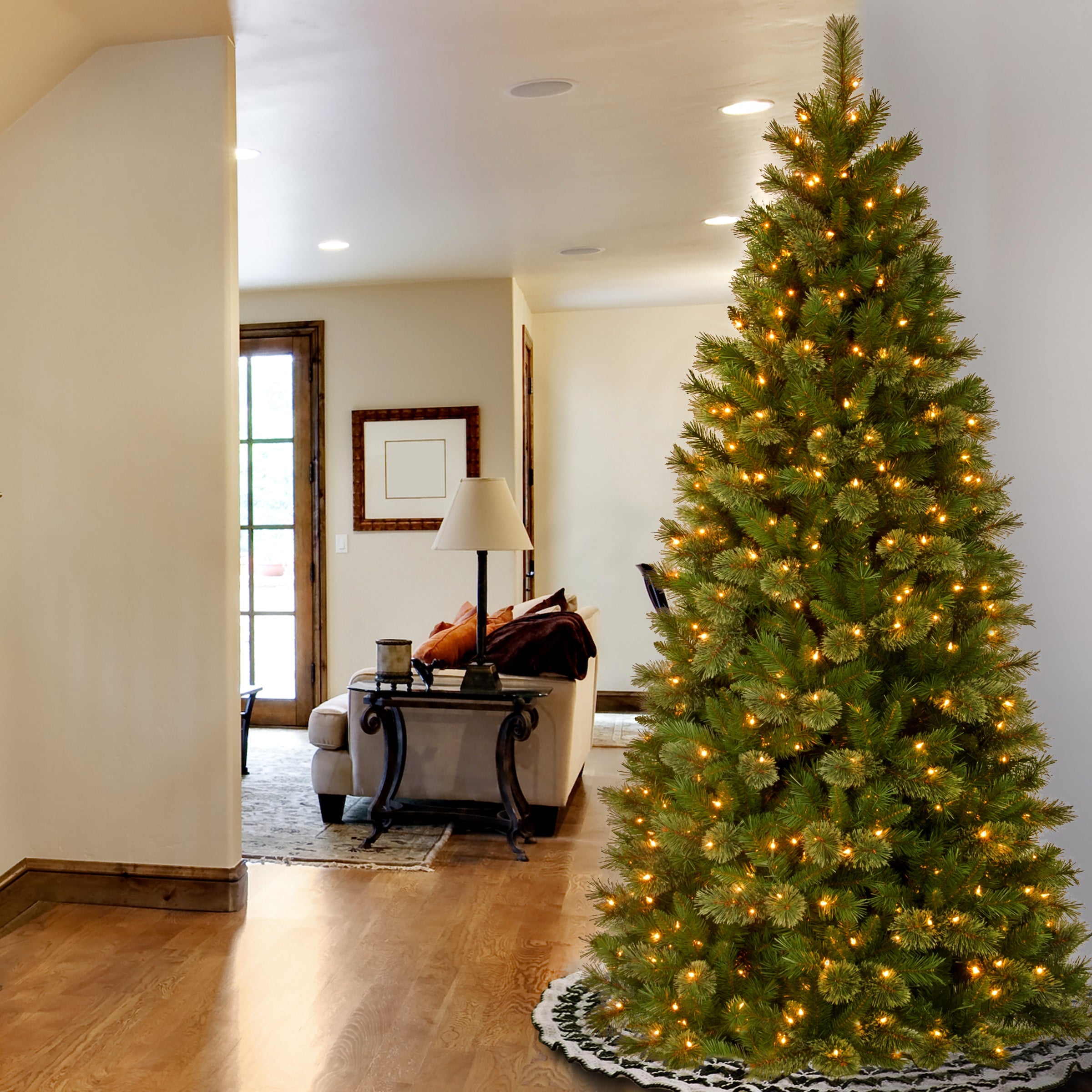 7.5 ft. Pre-Lit Tacoma Pine Slim Tree with Clear Lights