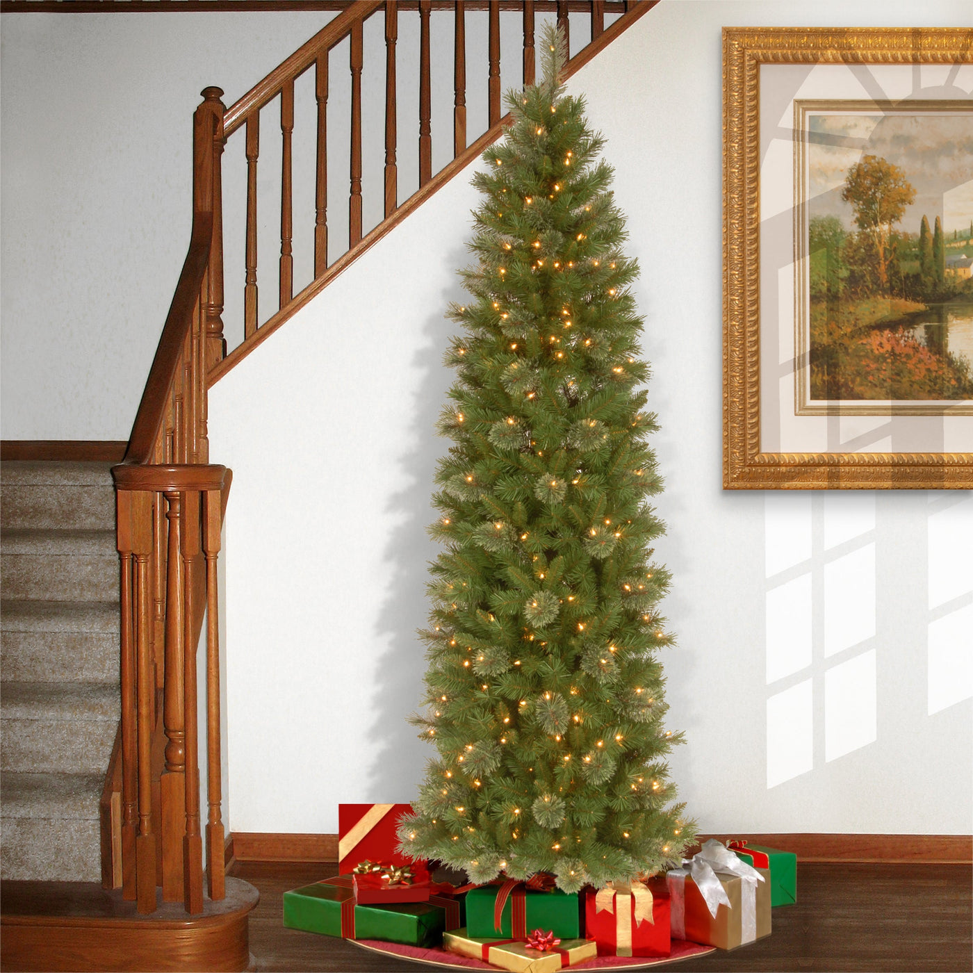 7.5 ft. Pre-Lit Tacoma Pine Pencil Slim Tree with Clear Lights