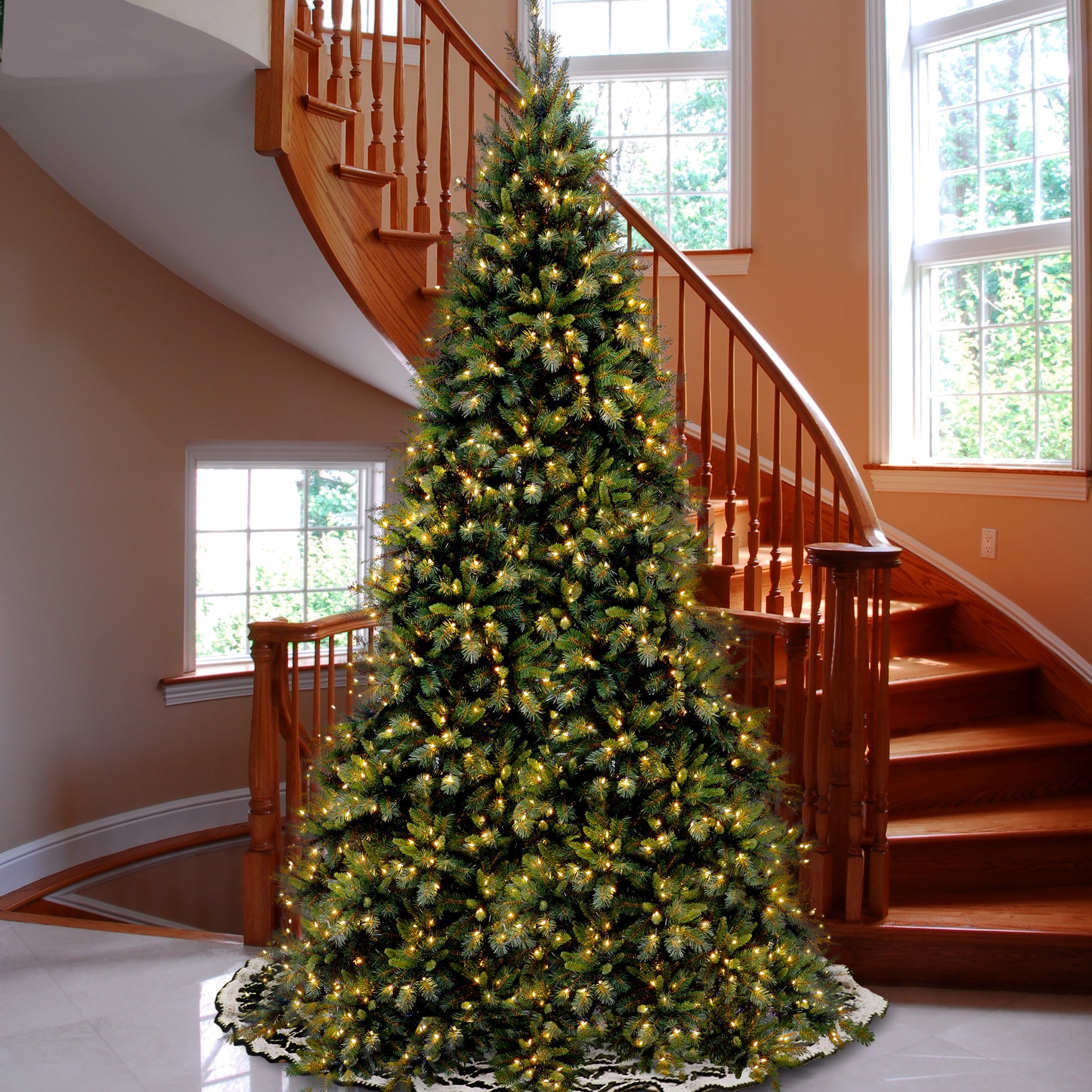 12ft. Pre-Lit Tiffany Medium Fir Hinged Tree with Clear Lights