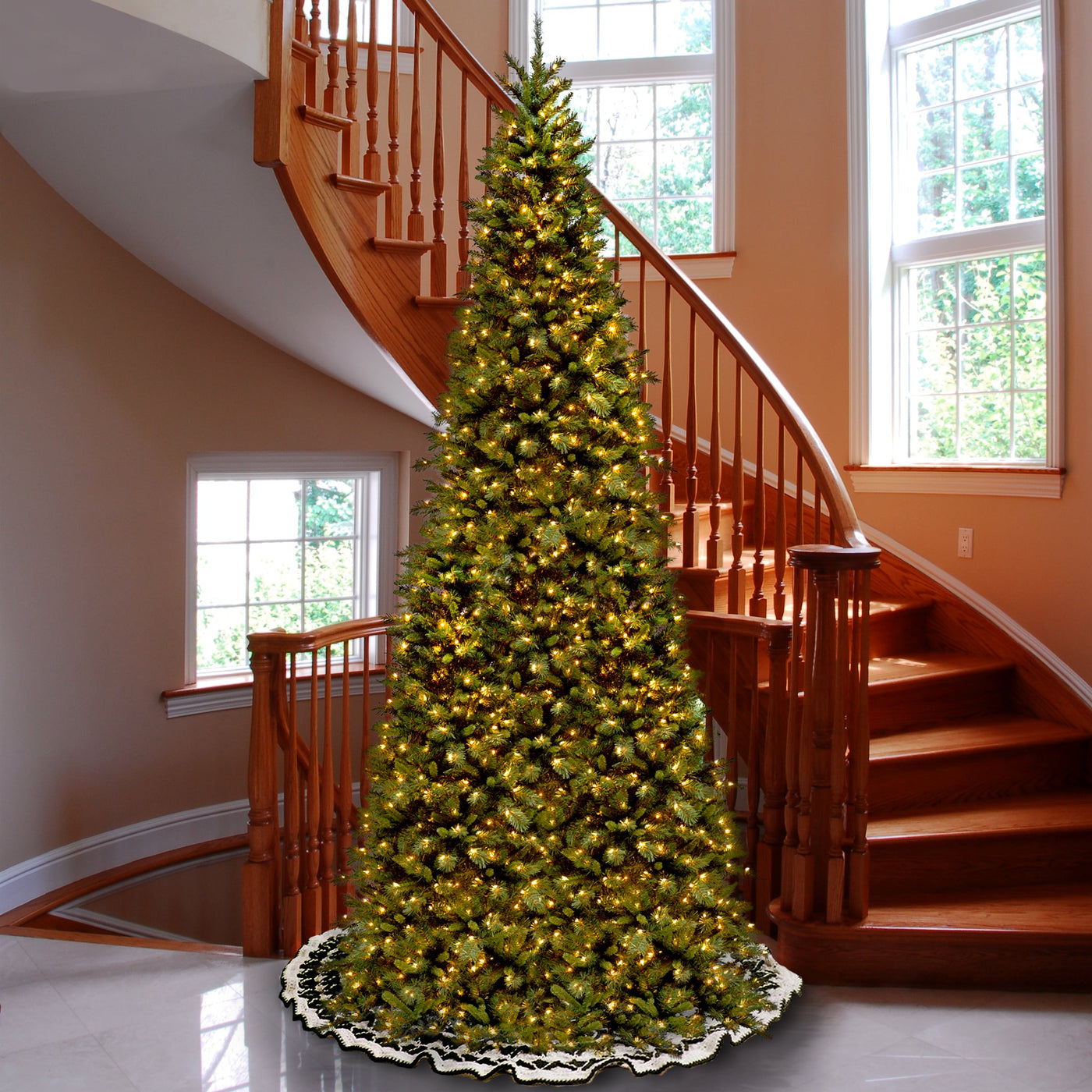 10 ft. Pre-Lit Tiffany Fir Slim Tree with Clear Lights