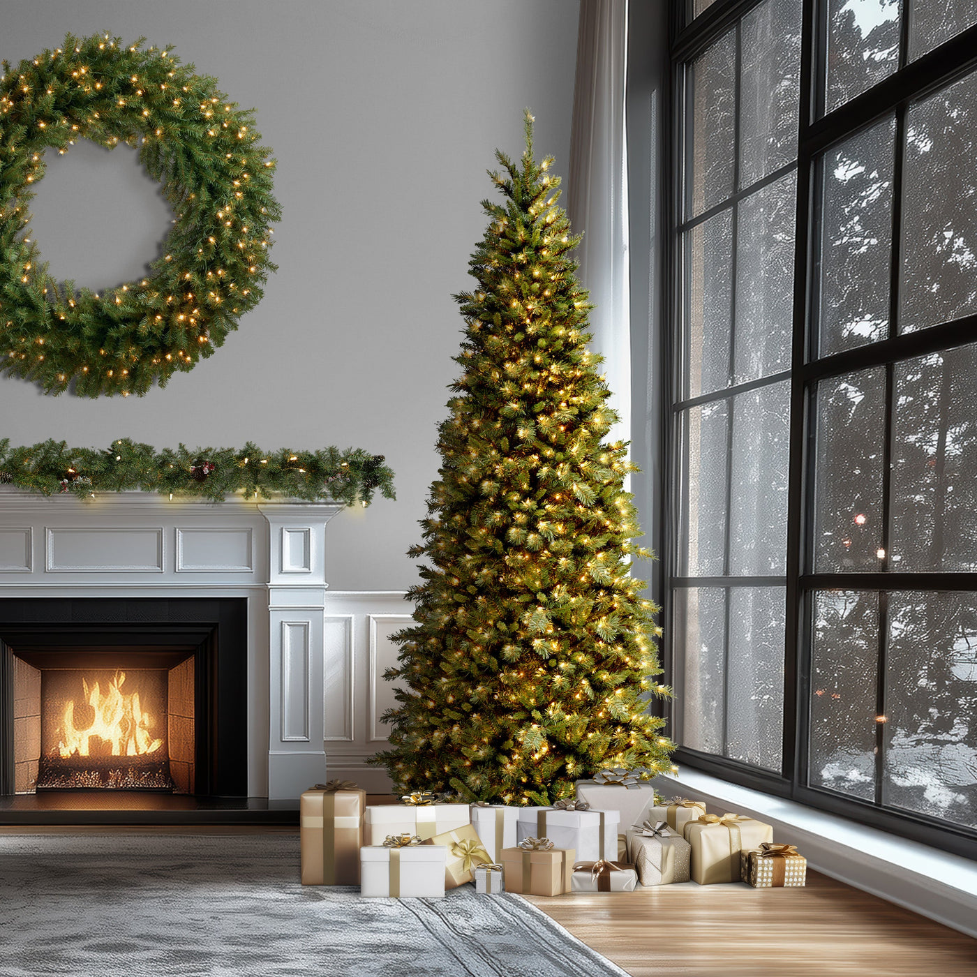 10 ft. Pre-Lit Tiffany Fir Slim Tree with Clear Lights