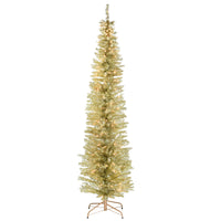 7 ft. Pre-Lit Tinsel Collection Champagne Tree with Clear Lights