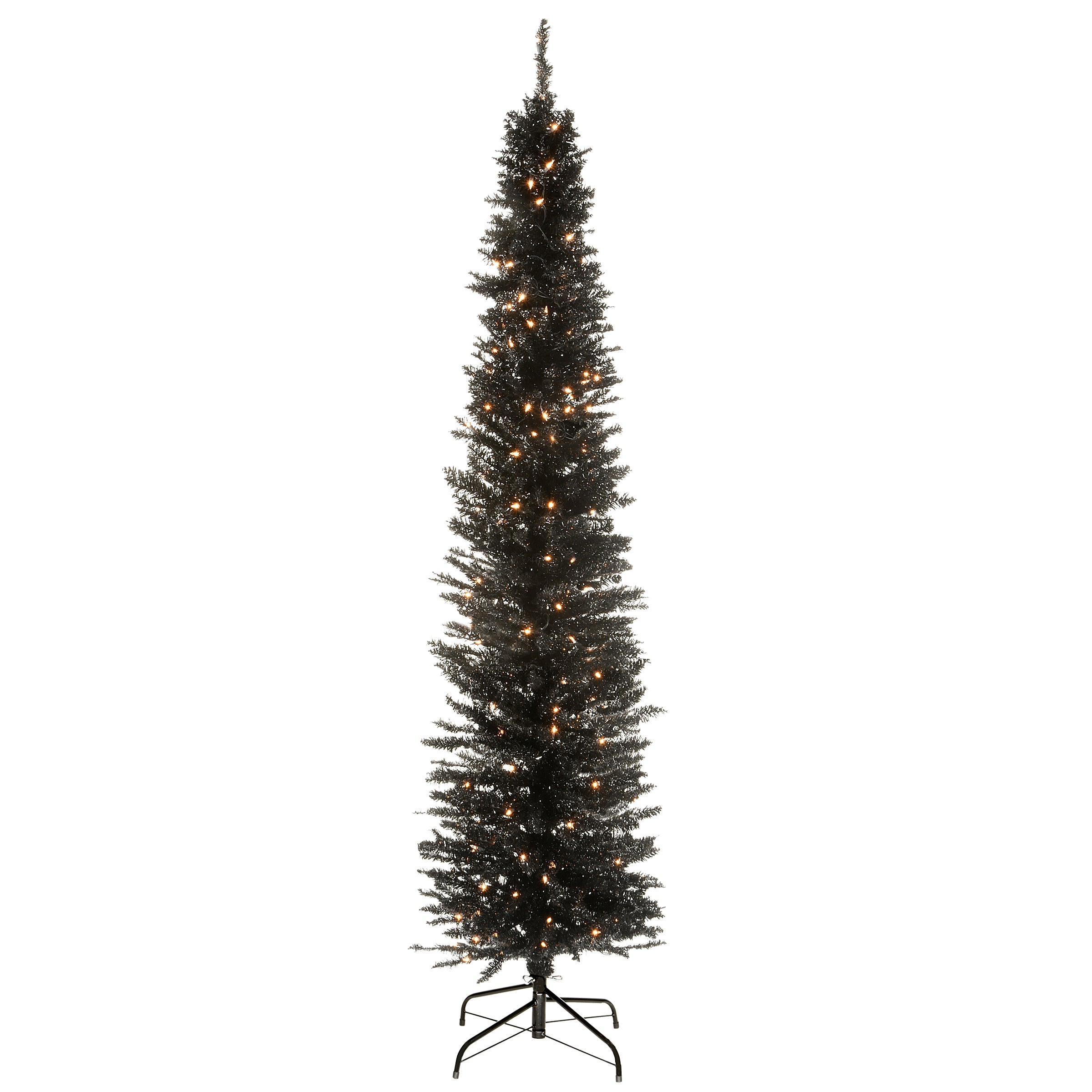 6 ft. Pre-Lit Tinsel Collection Black Tree with Clear Lights