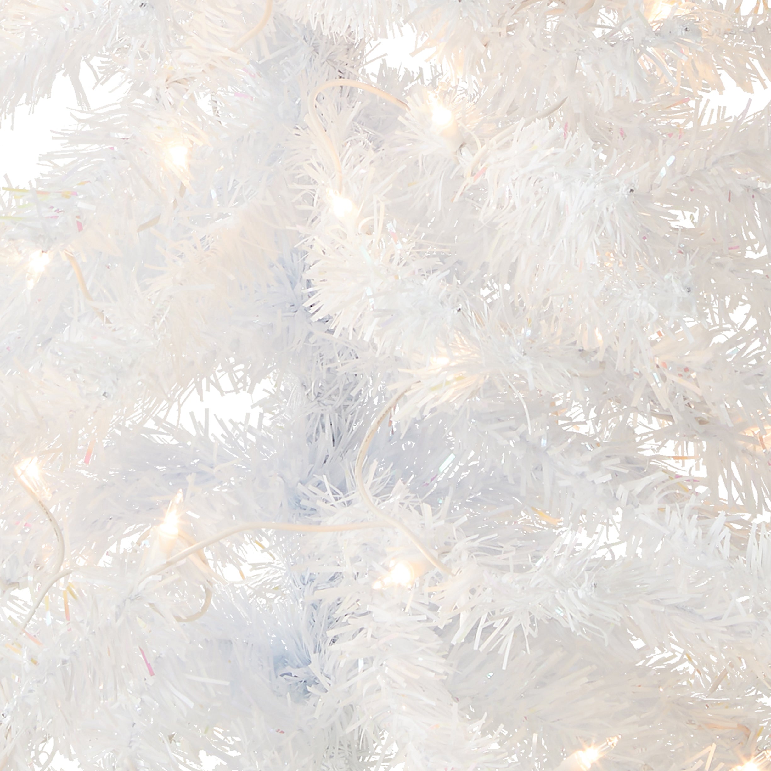4 ft. Pre-Lit Tinsel Collection White Iridescent Tree with Clear Lights