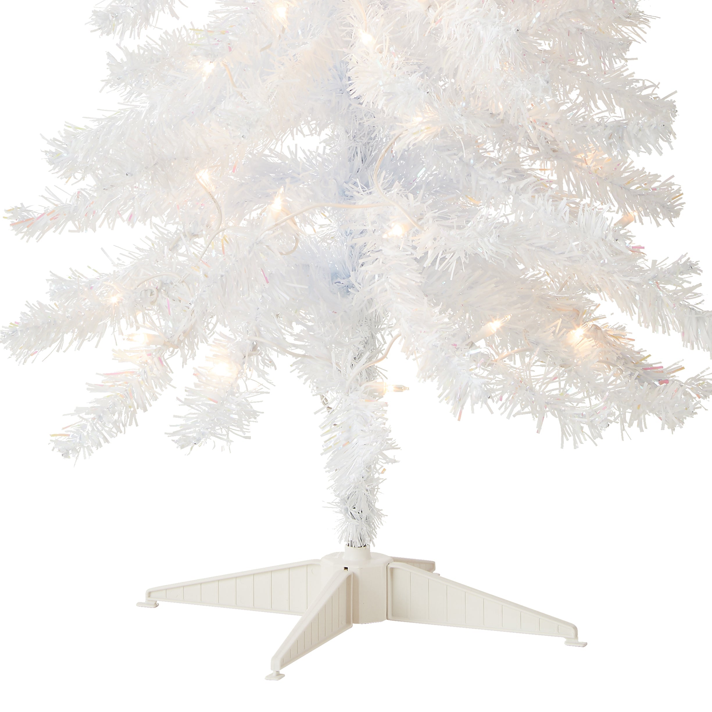 4 ft. Pre-Lit Tinsel Collection White Iridescent Tree with Clear Lights