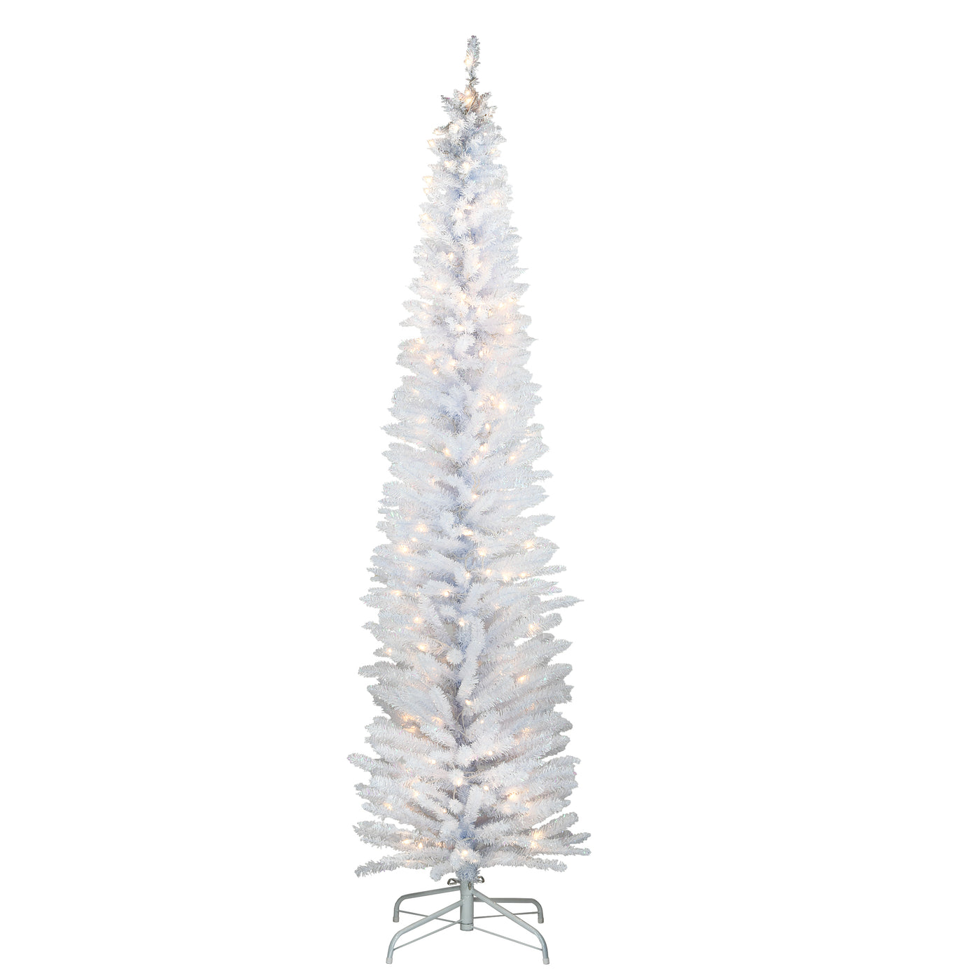 7 ft. Pre-Lit Tinsel Collection White Iridescent Tree with Clear Lights