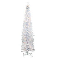7 ft. Pre-Lit Tinsel Collection White Iridescent Tree with Clear Lights