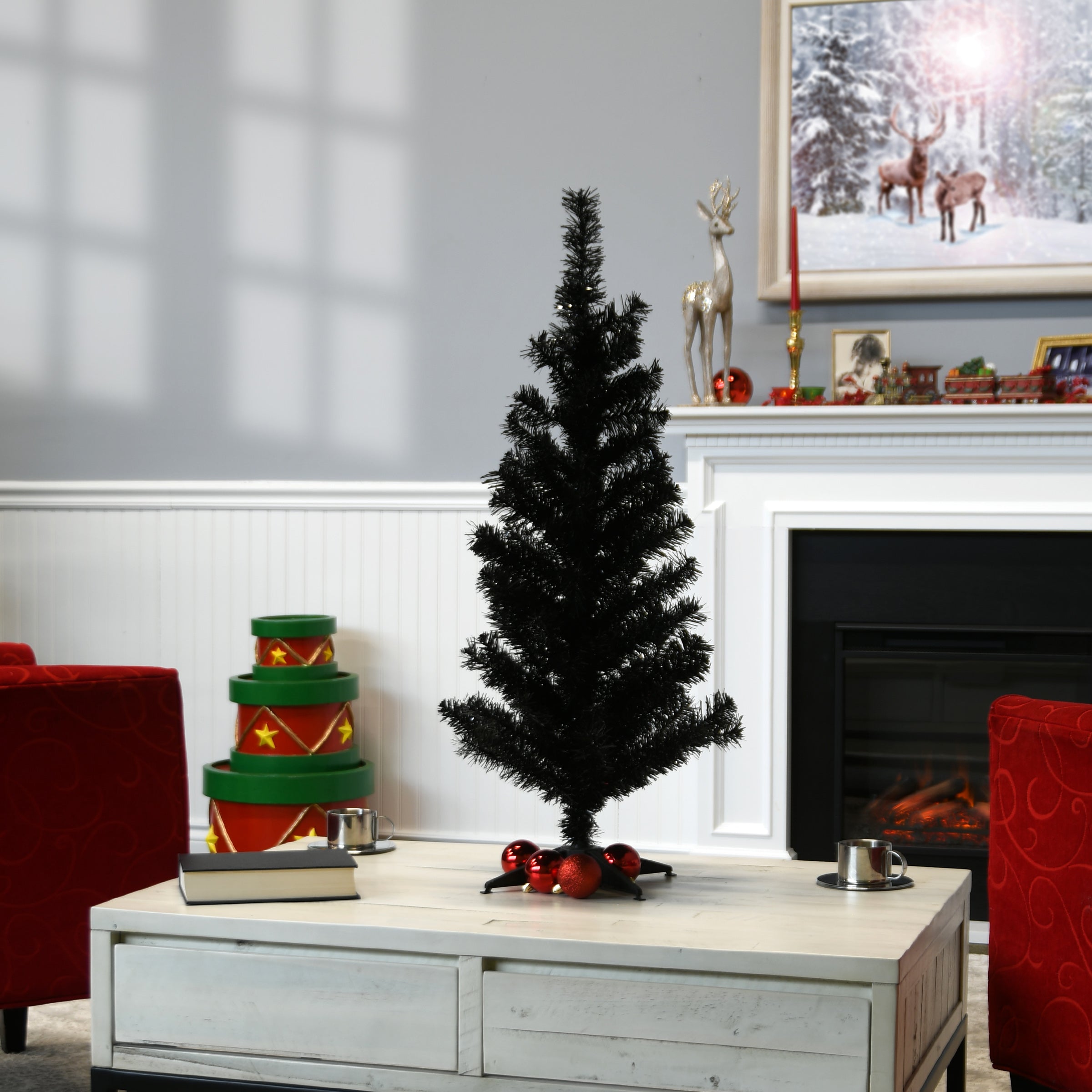 3 ft. Tinsel Collection Black Tree
