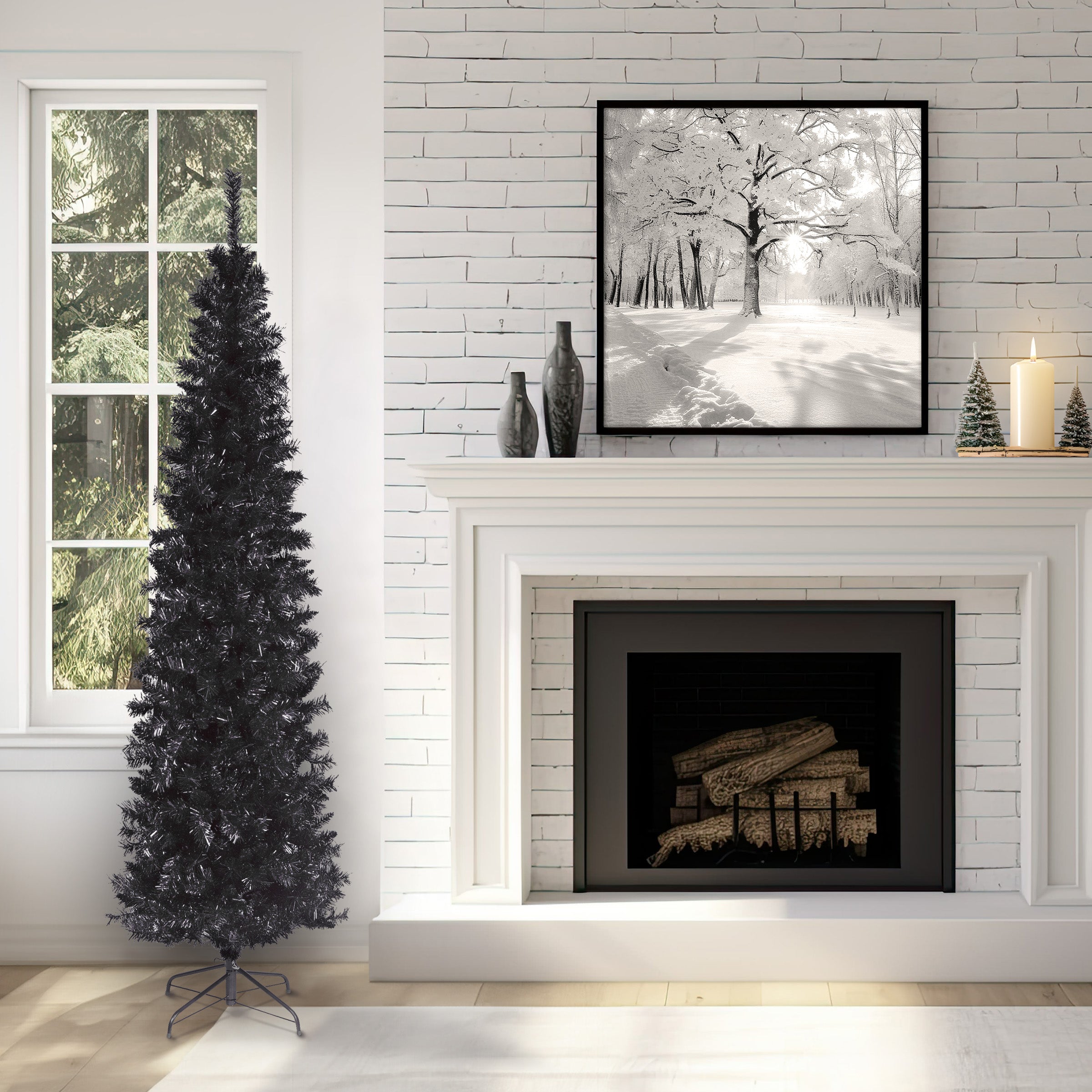 6 ft. Tinsel Collection Black Tree