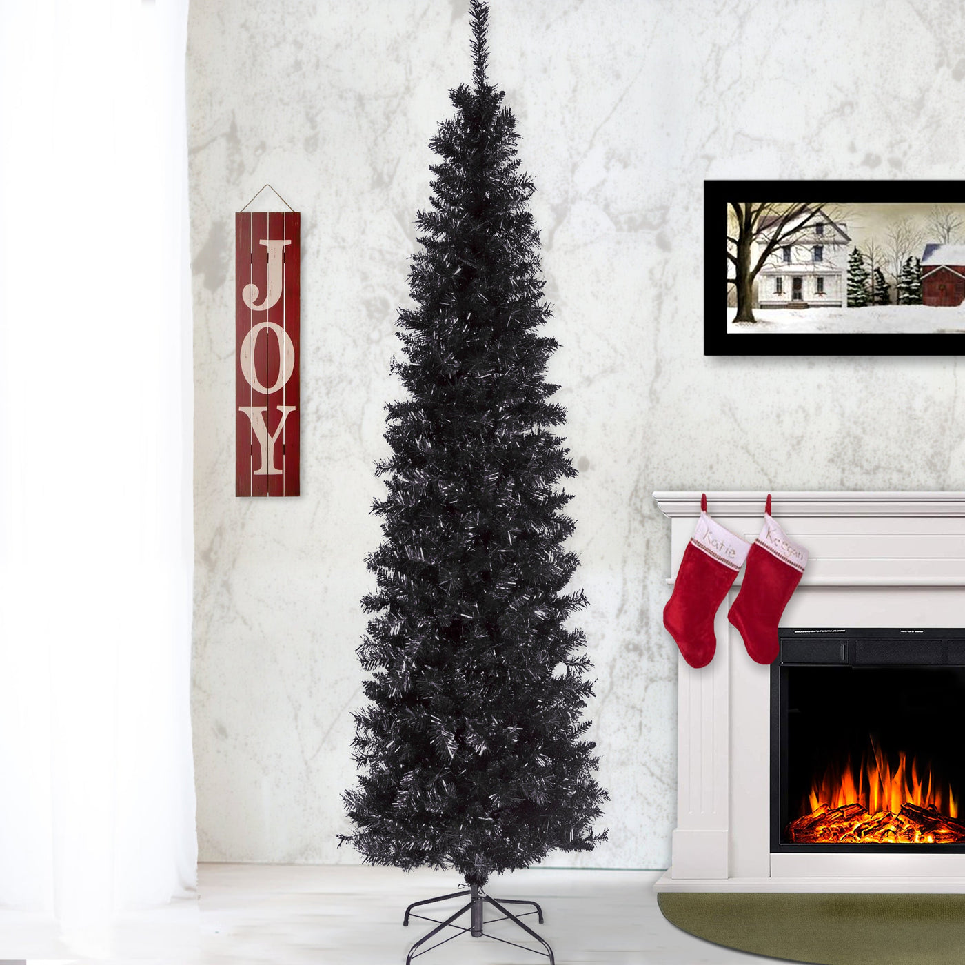 7 ft. Tinsel Collection Black Tree