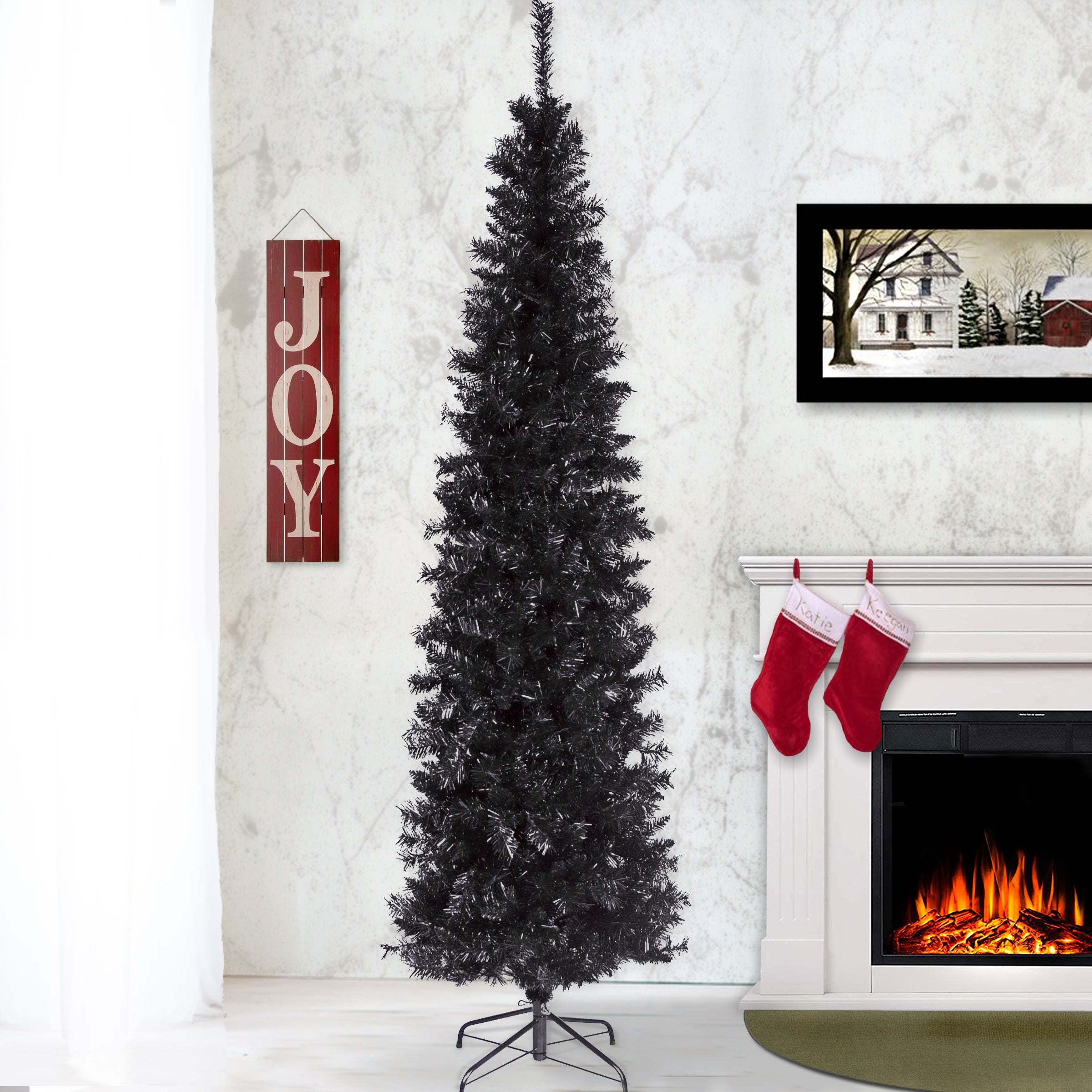 7 ft. Tinsel Collection Black Tree