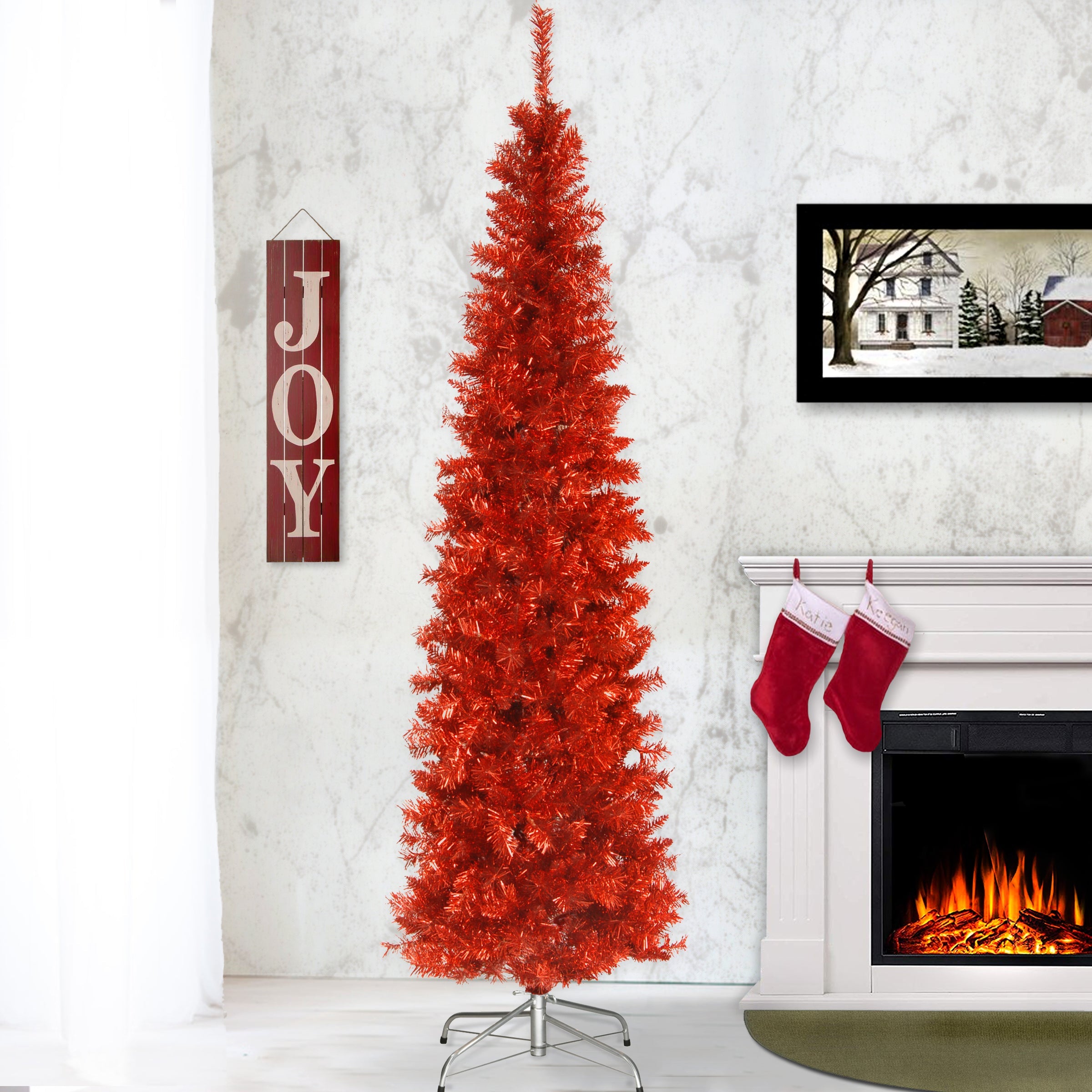 6 ft. Tinsel Collection Red Tree