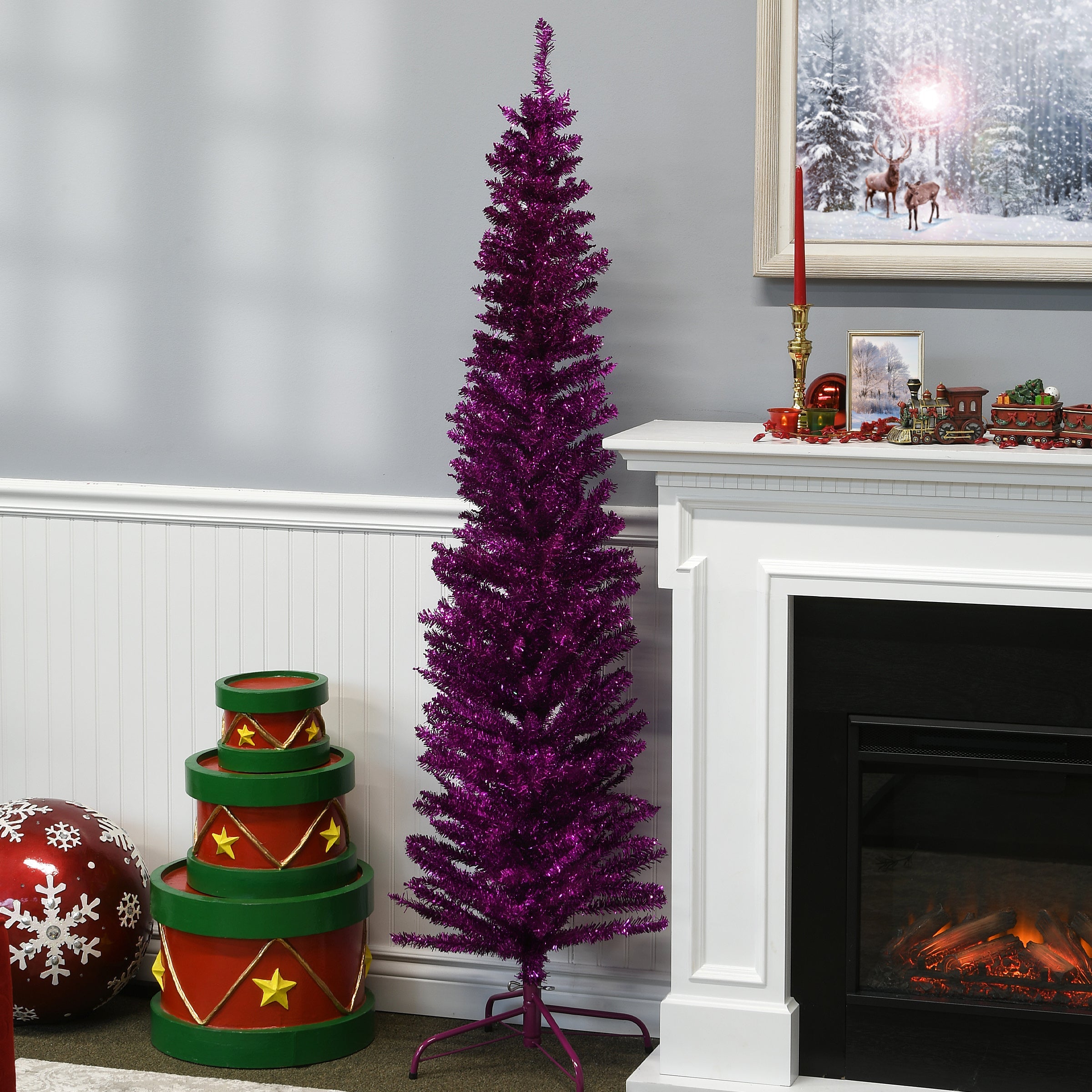 6 ft. Tinsel Collection Purple Tree