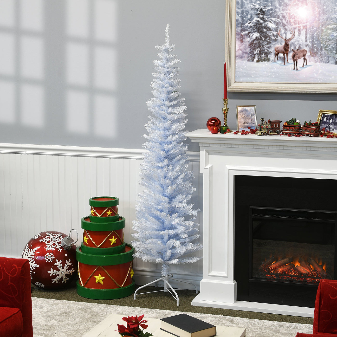 6 ft. Tinsel Collection White Iridescent Tree