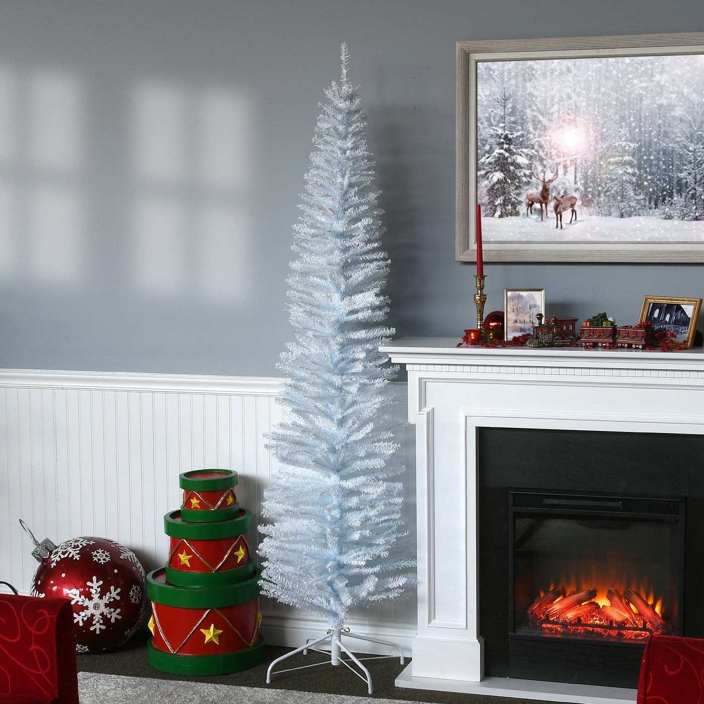 7 ft. Tinsel Collection White Iridescent Tree