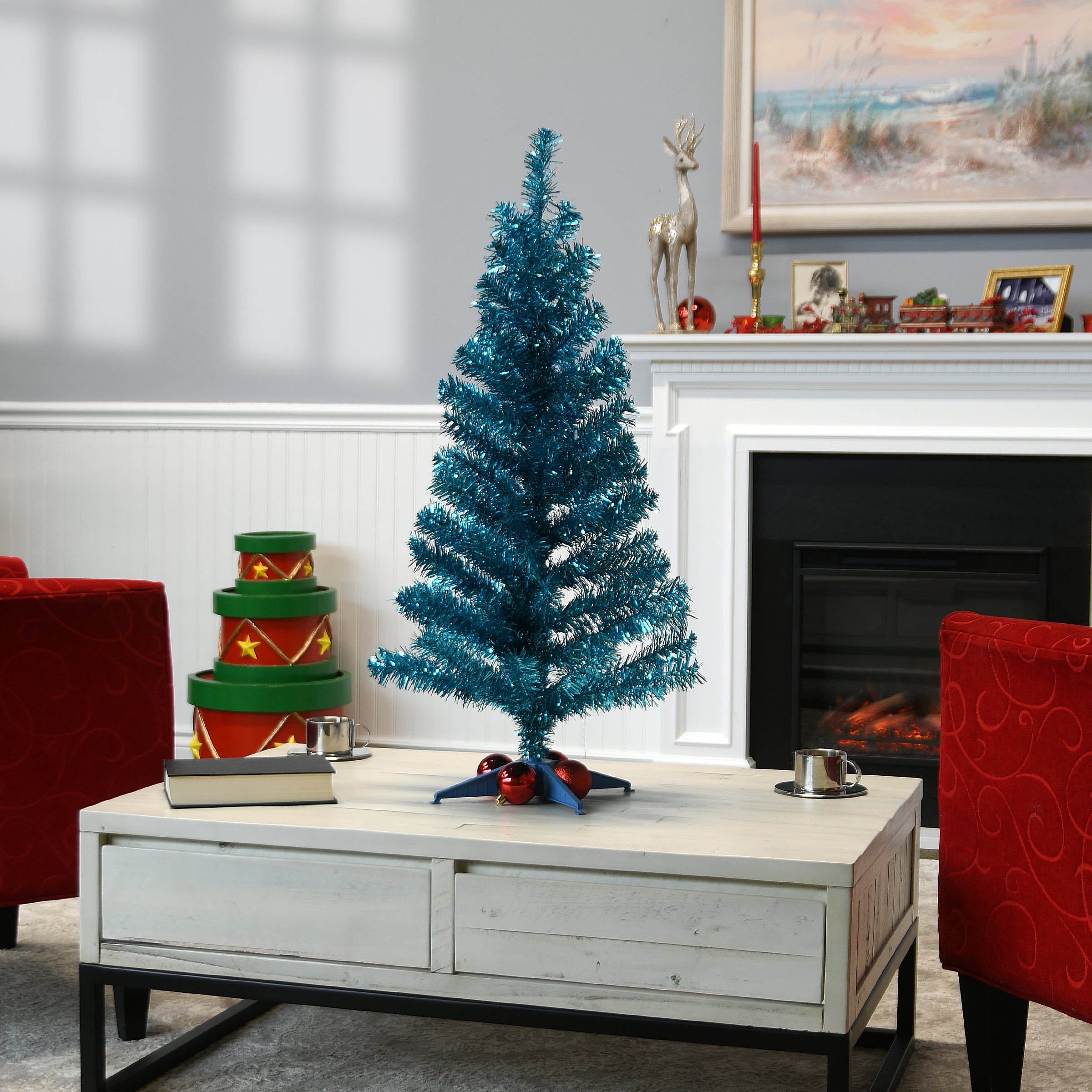3 ft. Turquoise Tinsel Tree