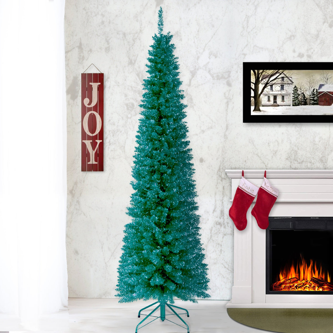 6 ft. Tinsel Collection Turquoise Tree