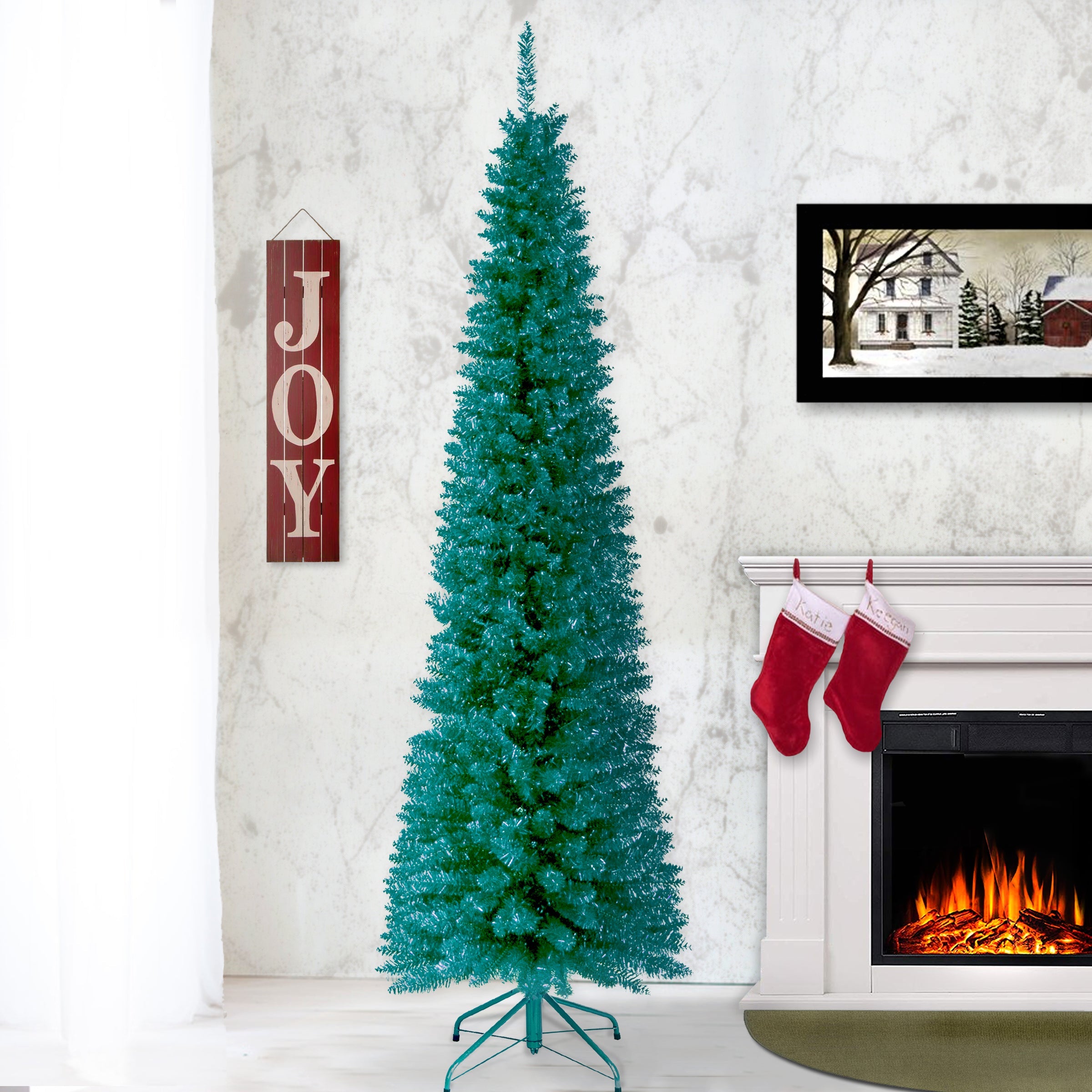 6 ft. Tinsel Collection Turquoise Tree