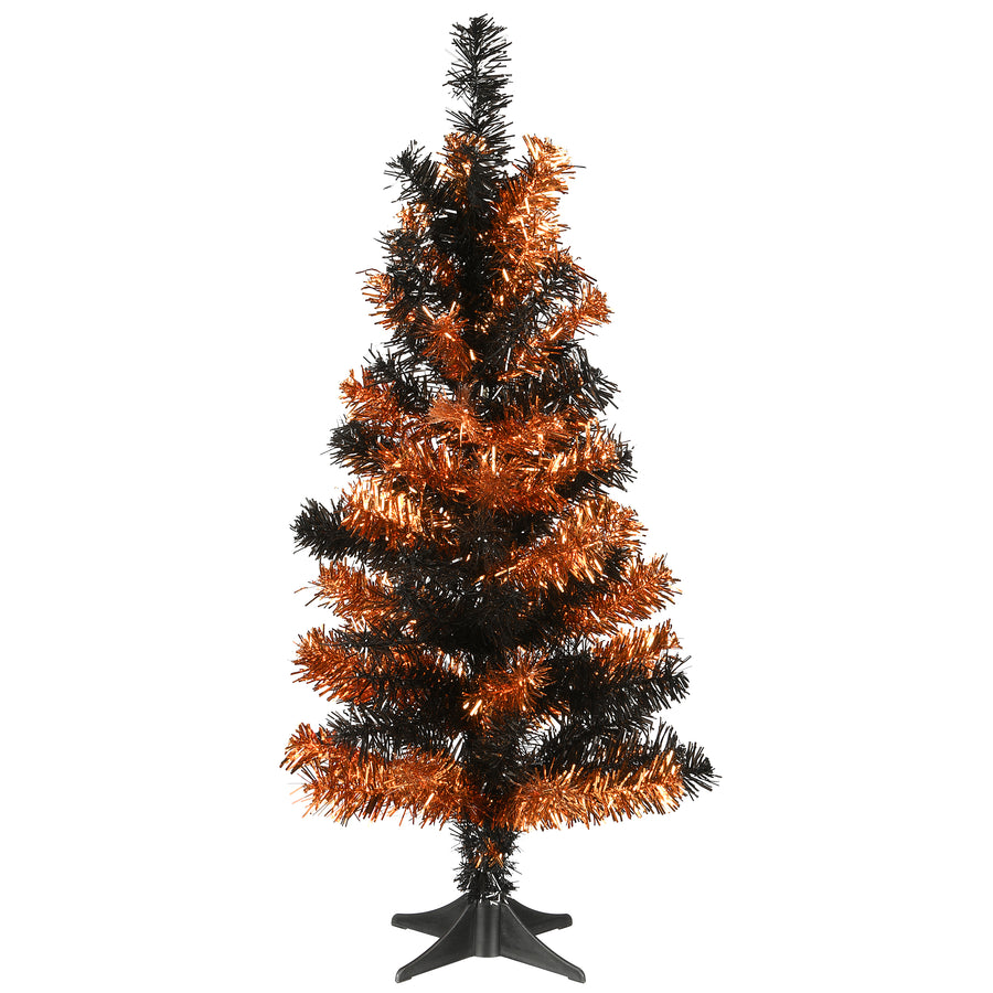 Halloween Black Orange Tinsel Tree 24 in