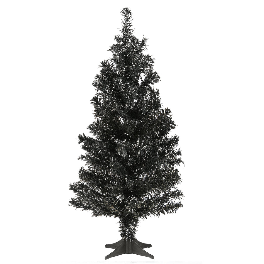 Halloween Tinsel Tree, Black, 24 in