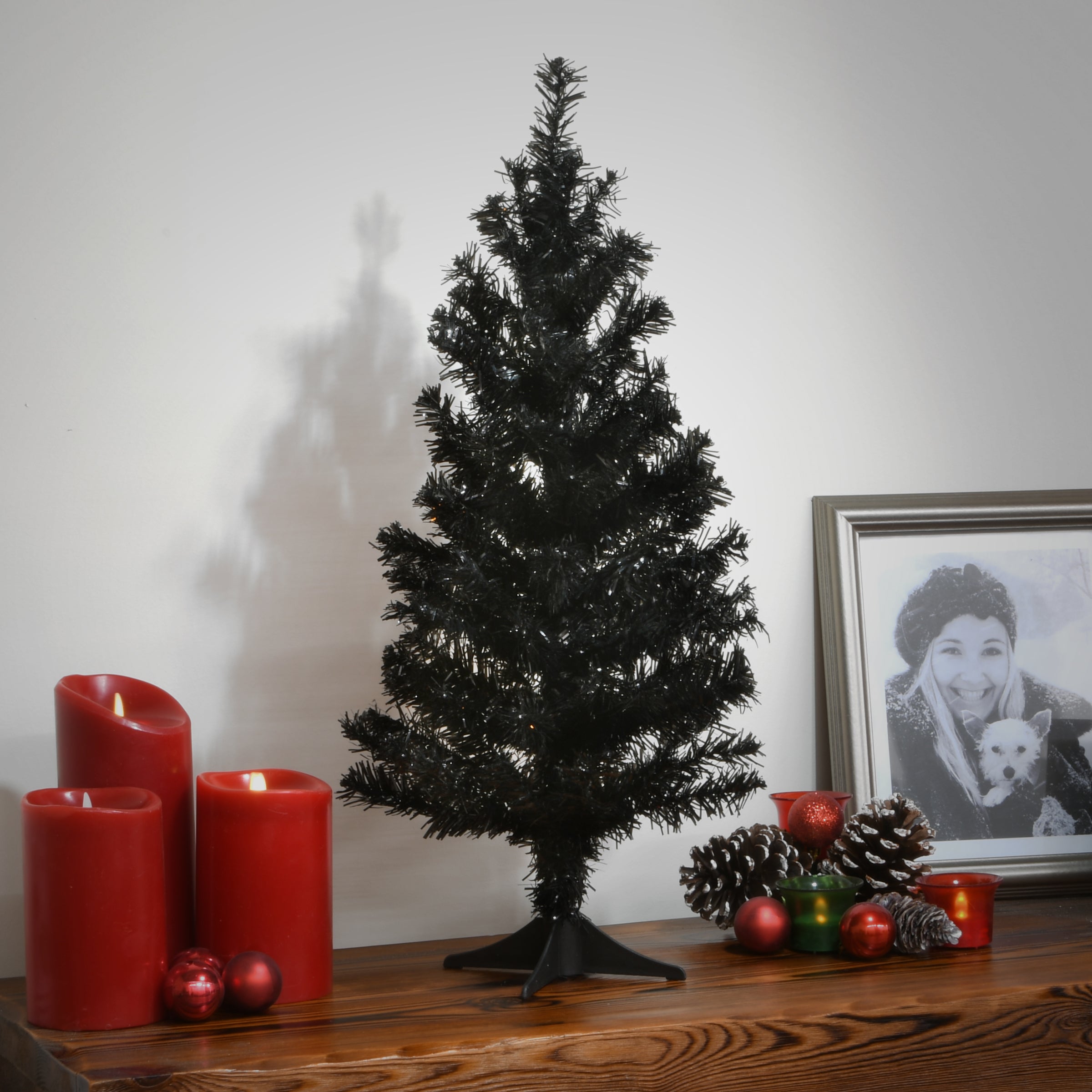 24 in. Halloween Black Tinsel Tree