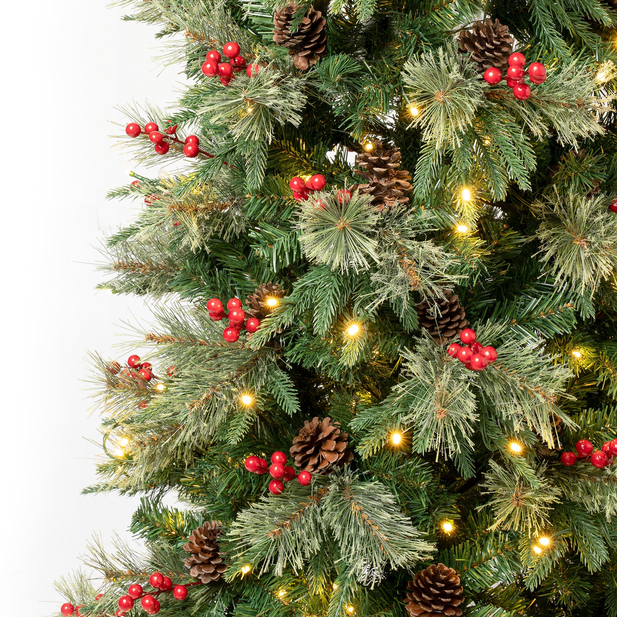 6 ft. Pre-Lit Virginia Pine Mixed Slim Tree with Warm White LED Lights