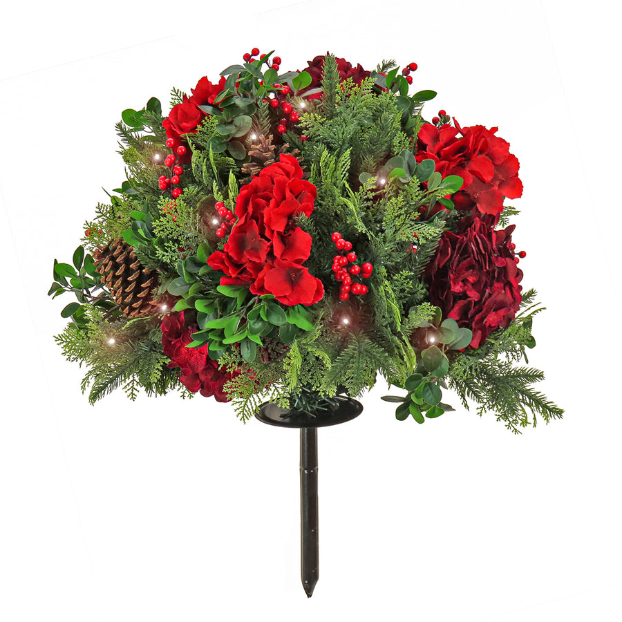 28 in. Pre-Lit Vienna Waltz Decorated Urn Filler with LED Lights