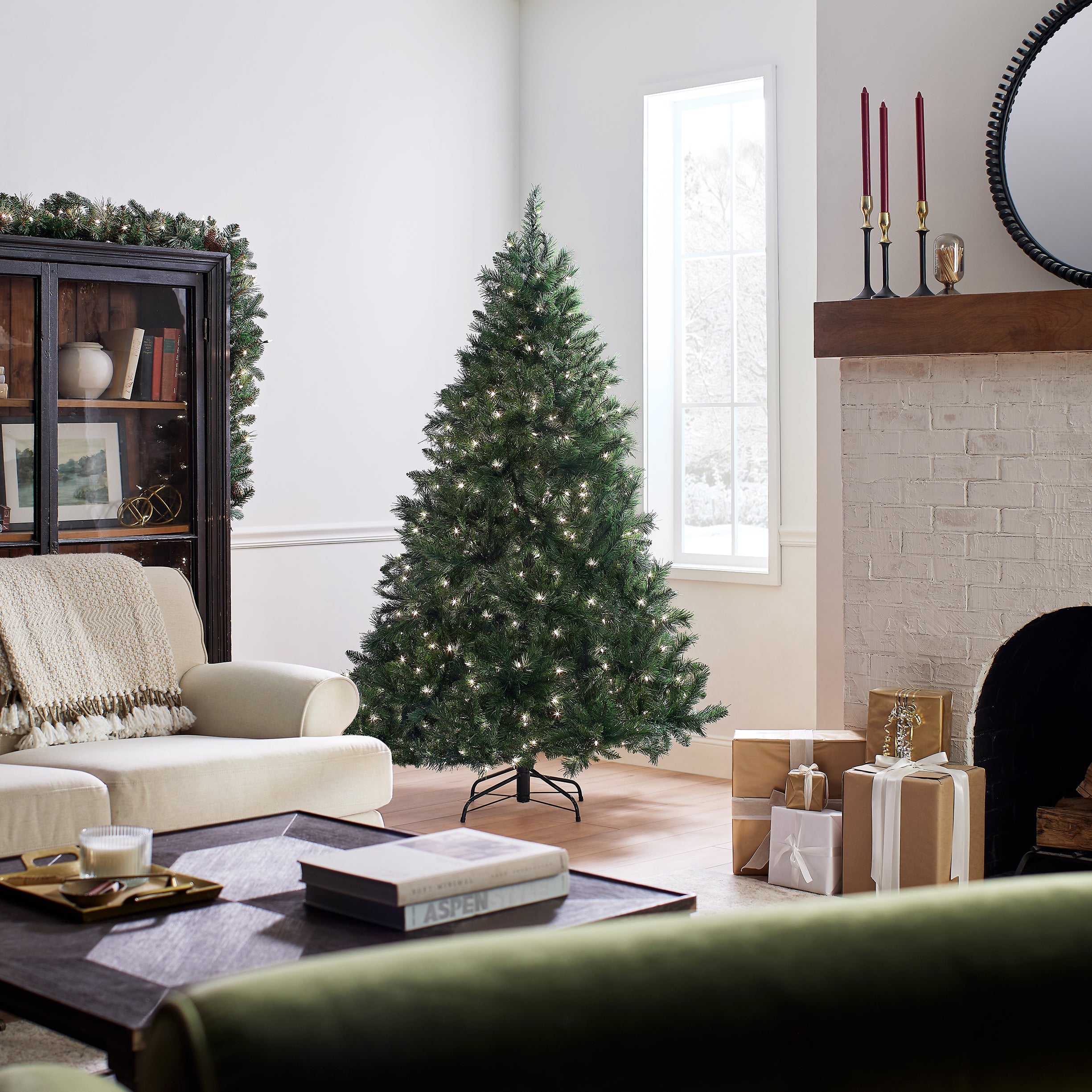 6.5 ft. Pre-Lit Winchester Pine Tree with Clear Lights