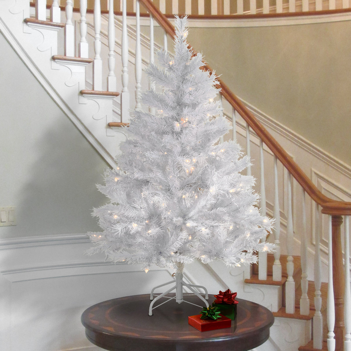 4.5 ft. Pre-Lit Winchester White Pine Tree with Clear Lights