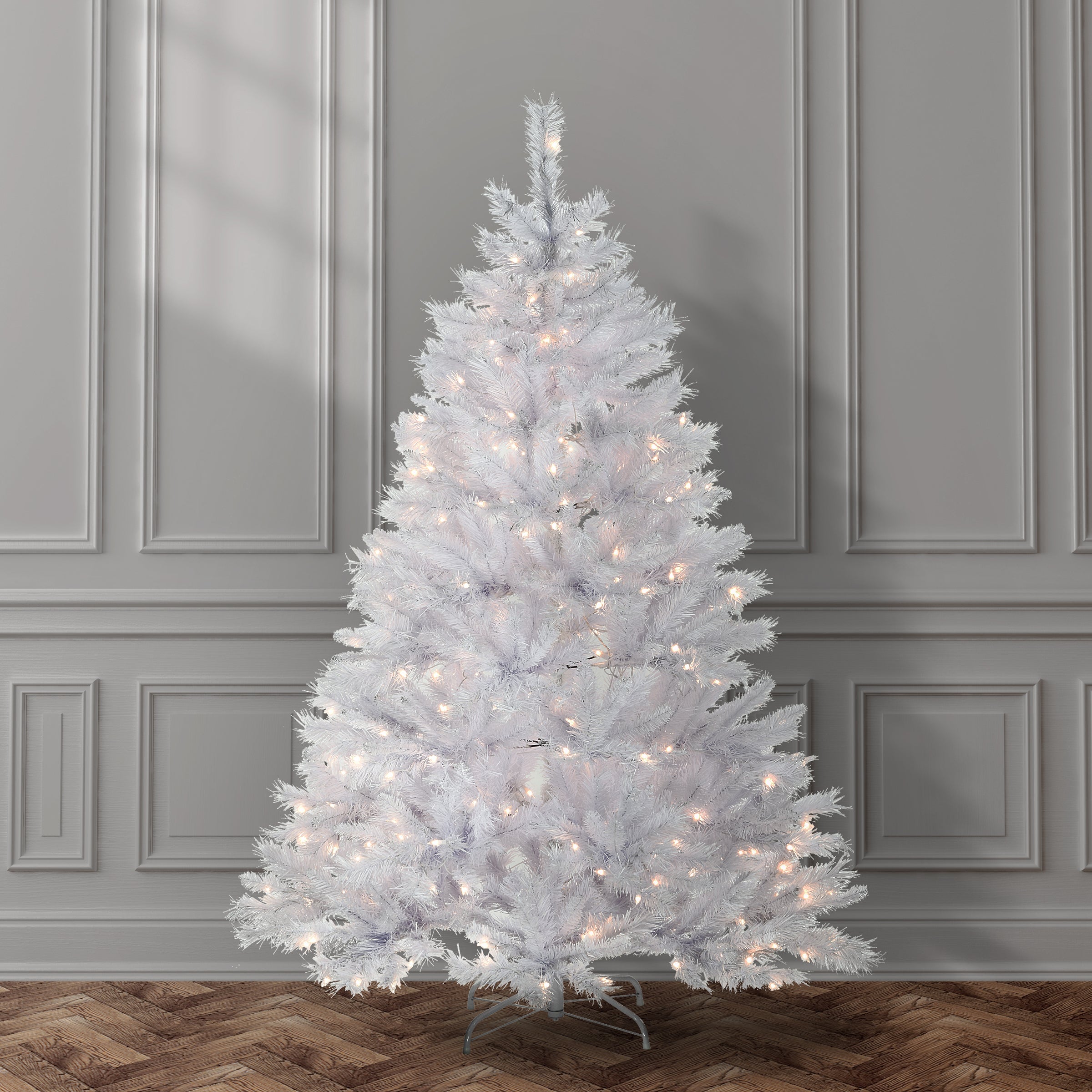 6 ft. Pre-Lit Winchester Pine White Tree with Clear Lights
