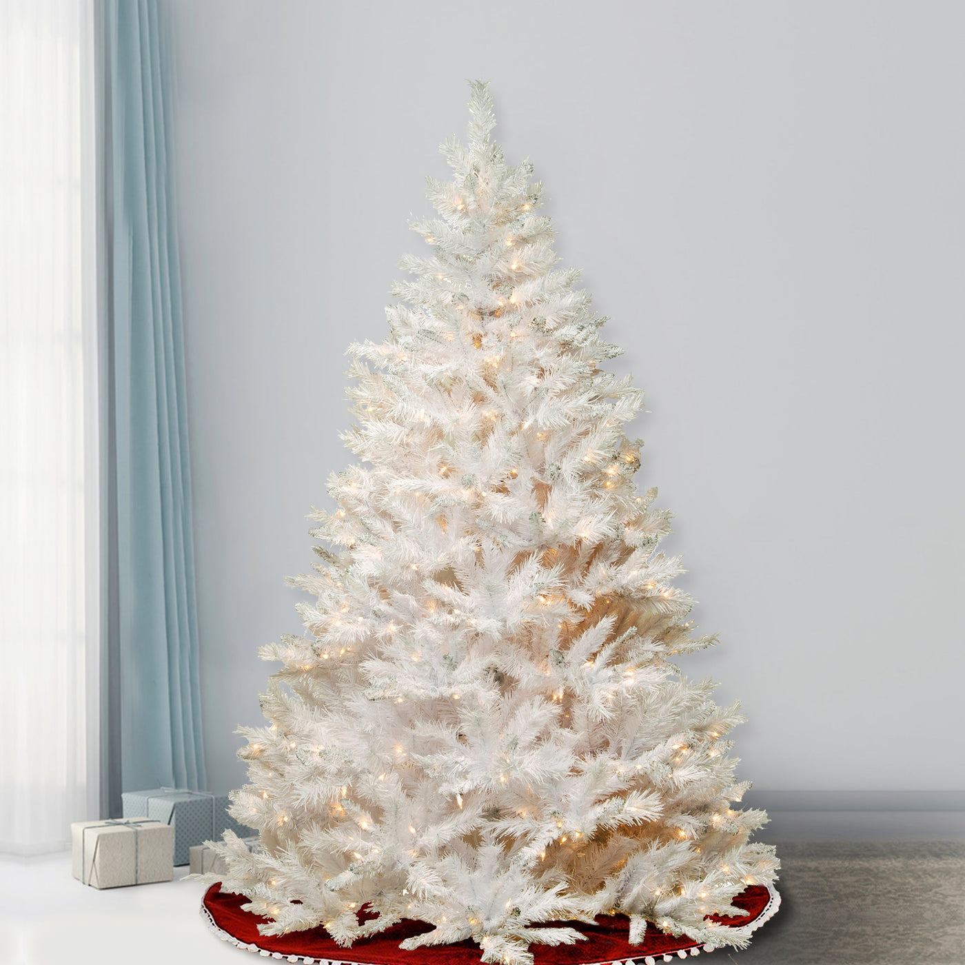 6.5 ft. Pre-Lit Winchester Pine White Tree with Clear Lights