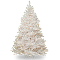 7.5 ft. Pre-Lit Winchester Pine White Tree with Clear Lights and Silver Glitter