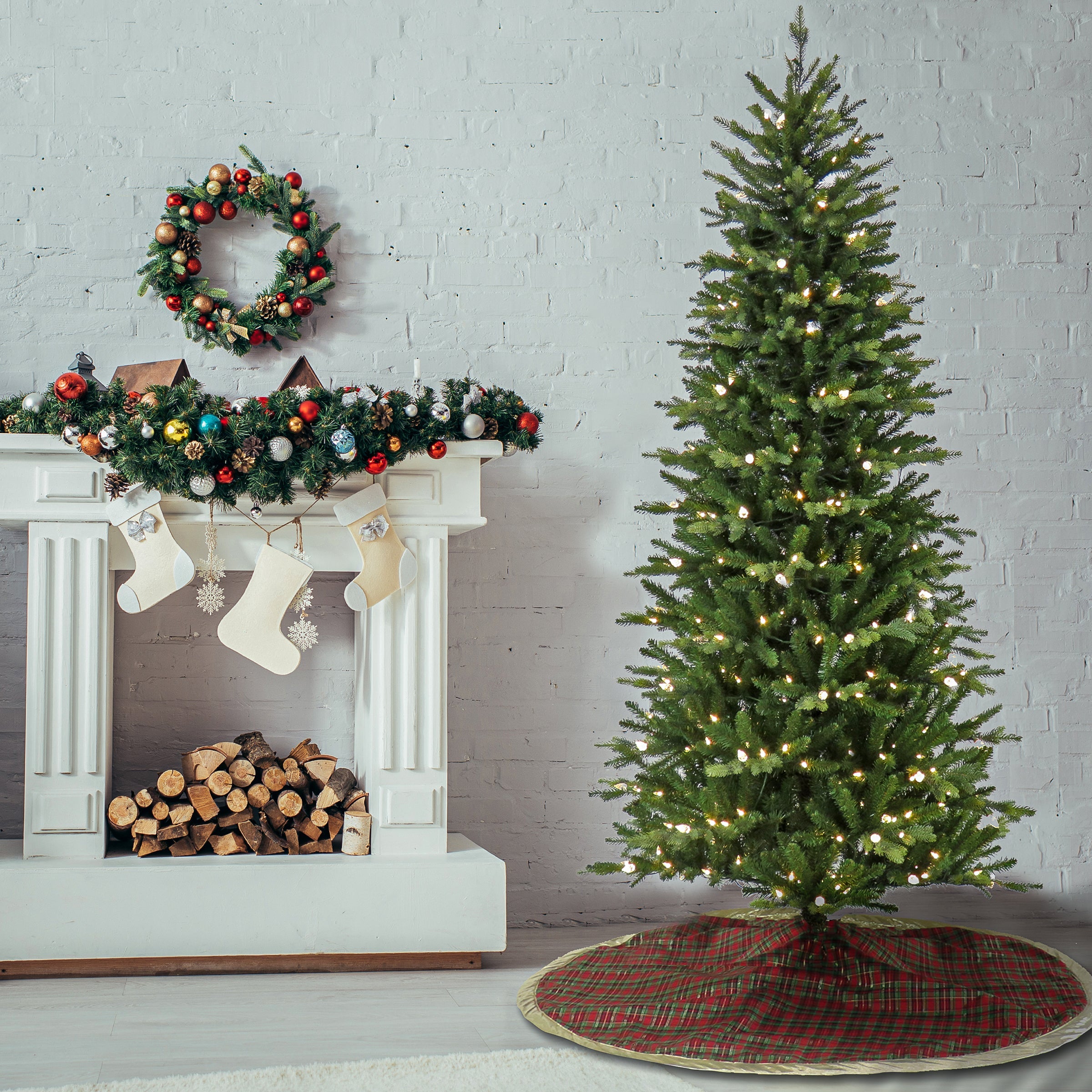 7.5 ft. Pre-Lit Wallace Pine Tree with LED Lights
