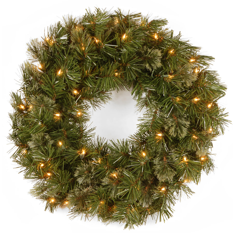 24 in. Pre-Lit Wispy Willow Wreath with Clear Lights