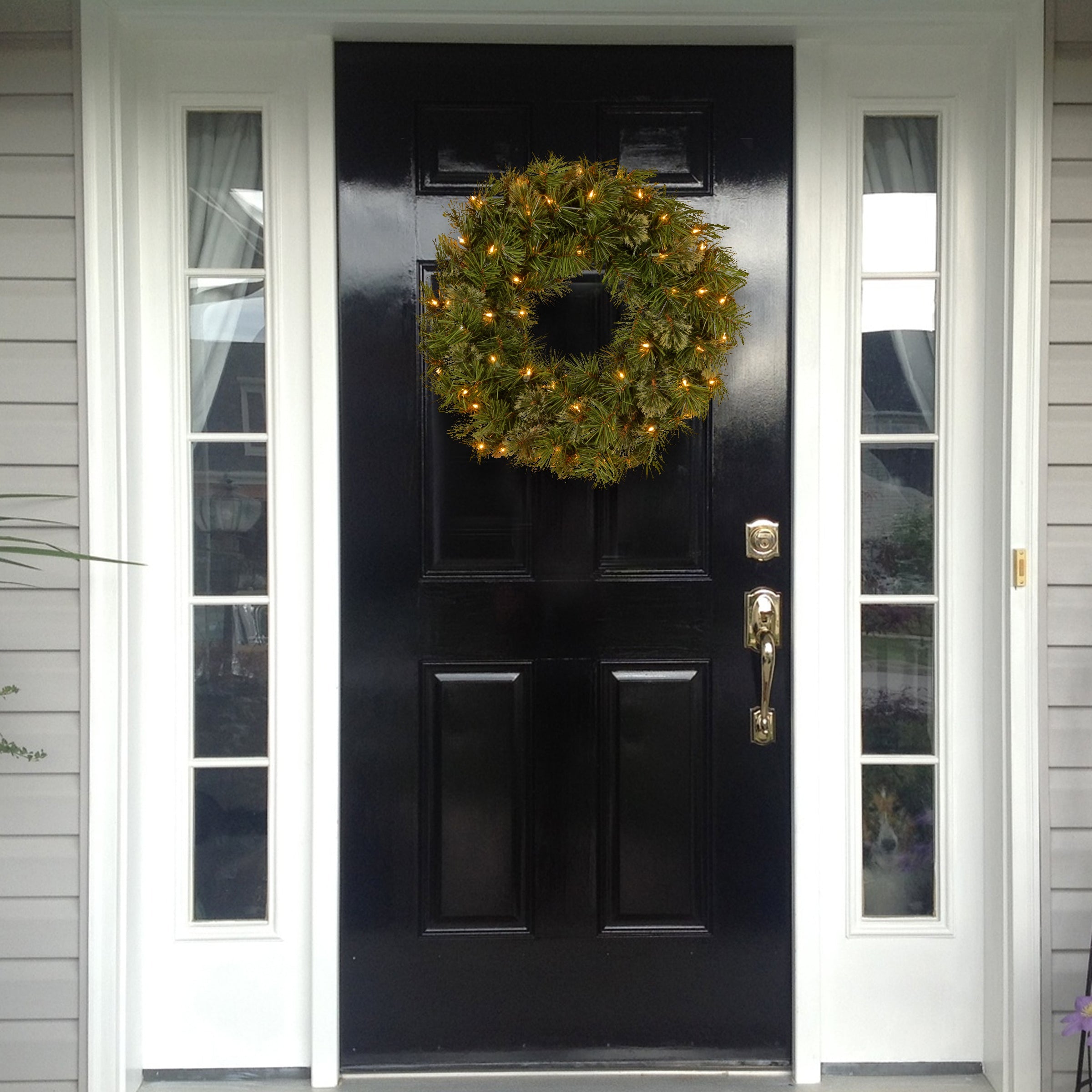 24 in. Pre-Lit Wispy Willow Wreath with Clear Lights