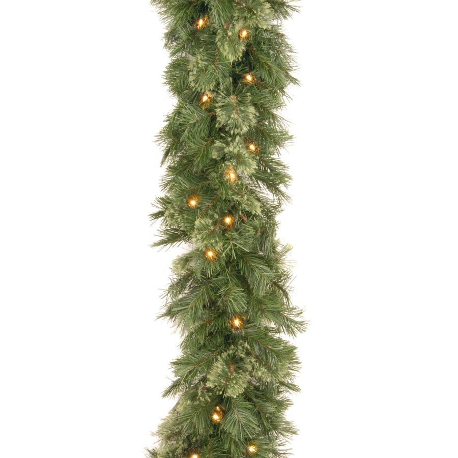 9 ft. Pre-Lit Wispy Willow Garland with Clear Lights