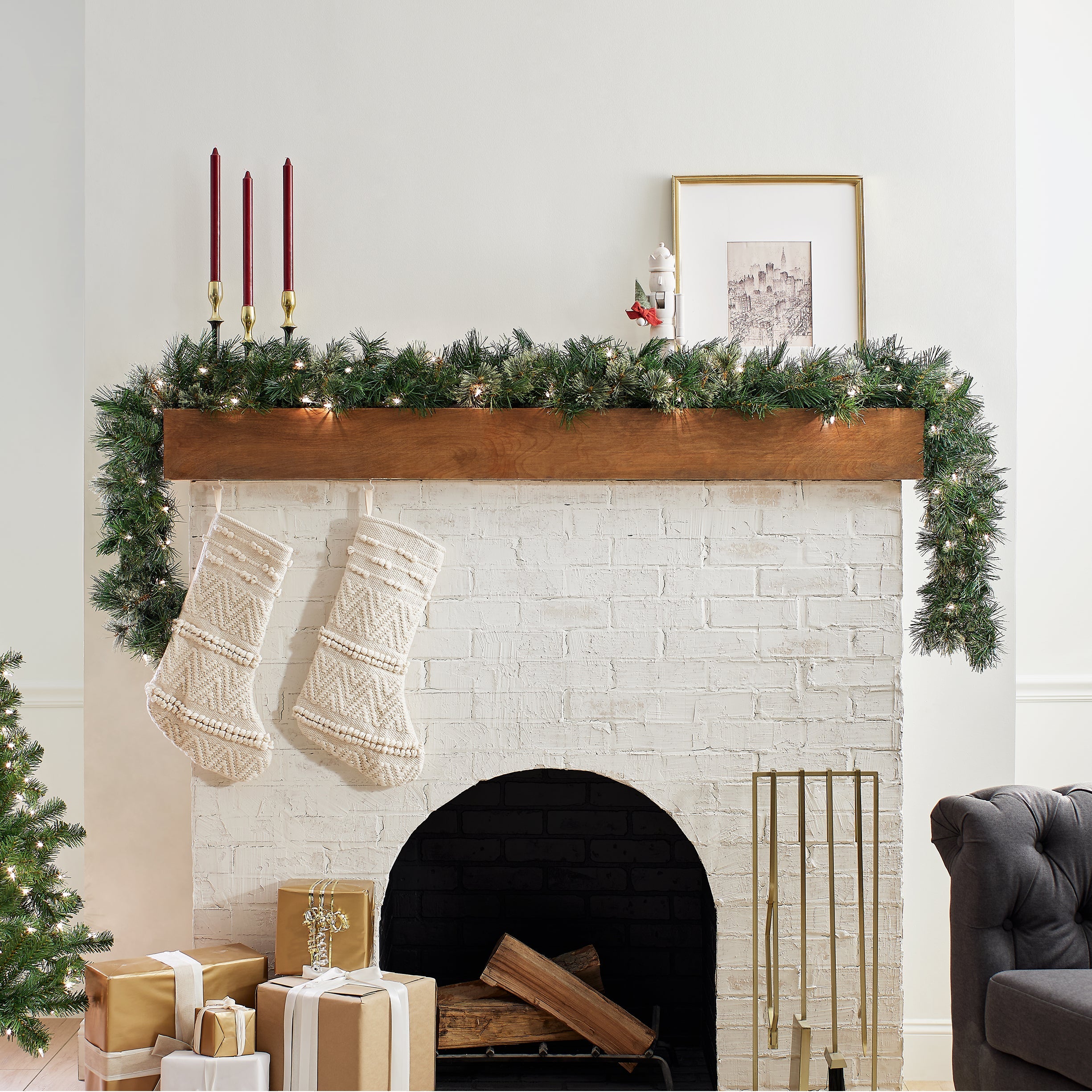 9 ft. Pre-Lit Wispy Willow Garland with Clear Lights