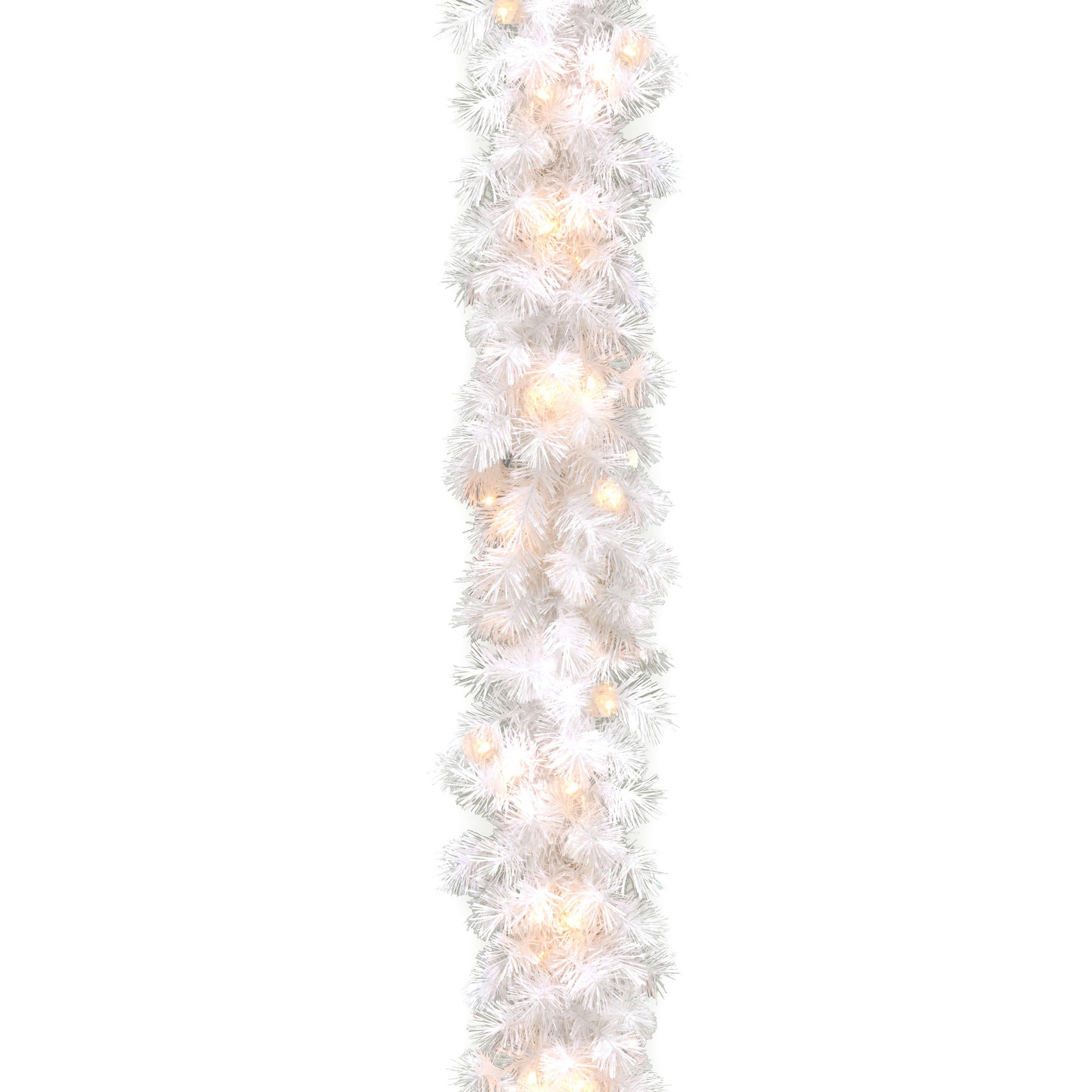 9 ft. Pre-Lit Wispy Willow White Garland with Clear Lights
