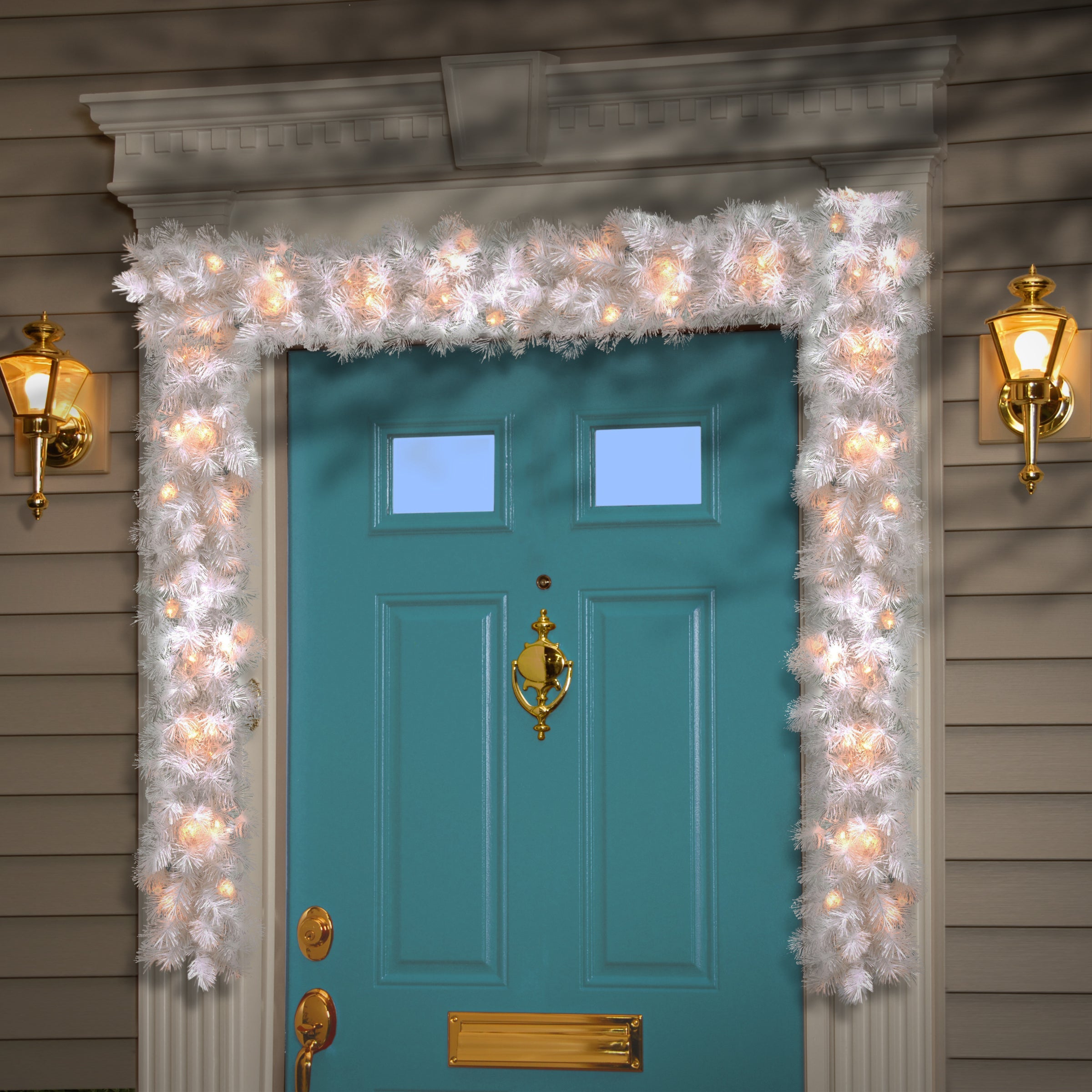 9 ft. Pre-Lit Wispy Willow White Garland with Clear Lights