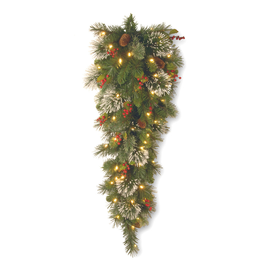 36 in. Pre-Lit Wintry Pine Slim Teardrop with Warm White LED Lights