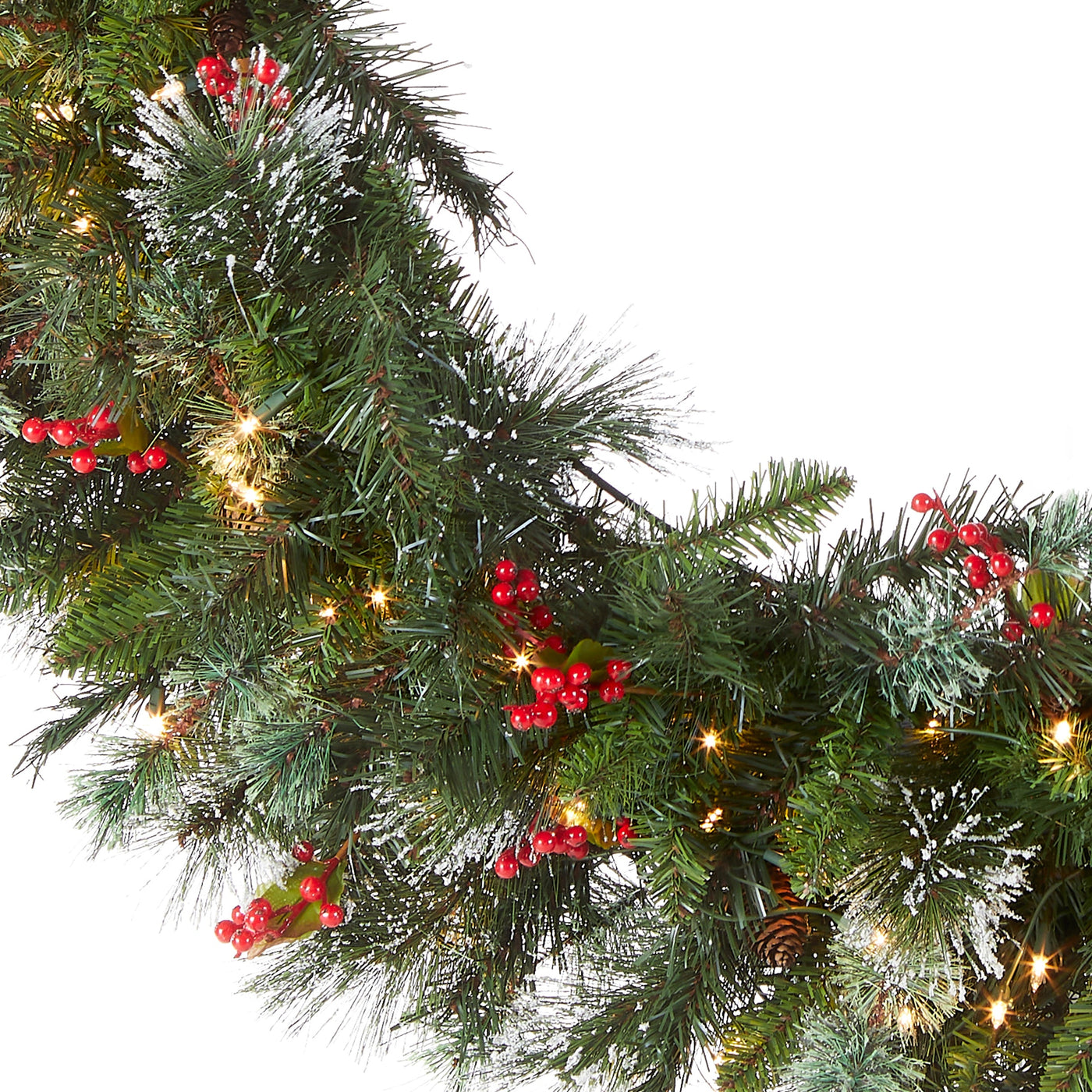48 in. Pre-Lit Wintry Pine Wreath with Clear Lights