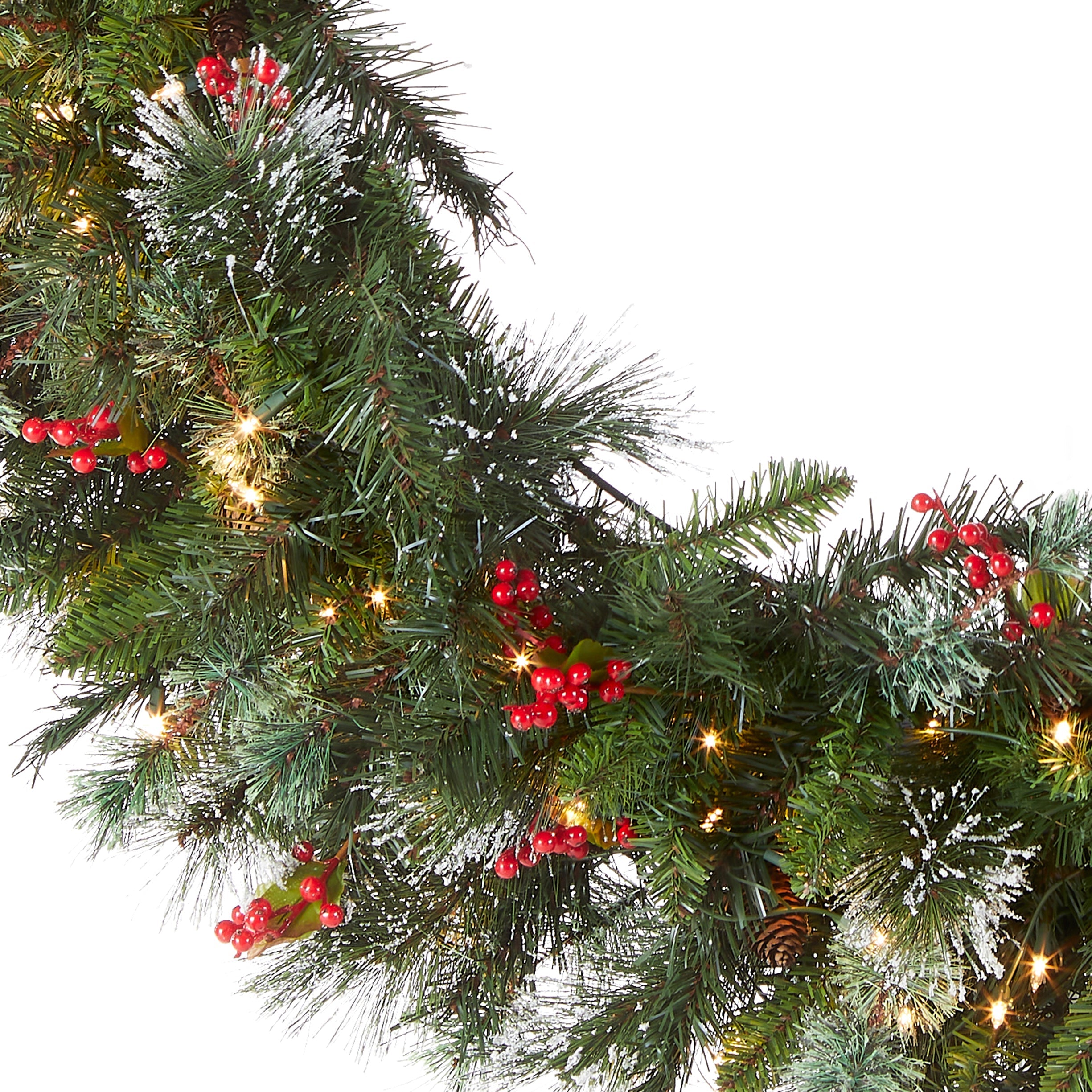 48 in. Pre-Lit Wintry Pine Wreath with Clear Lights