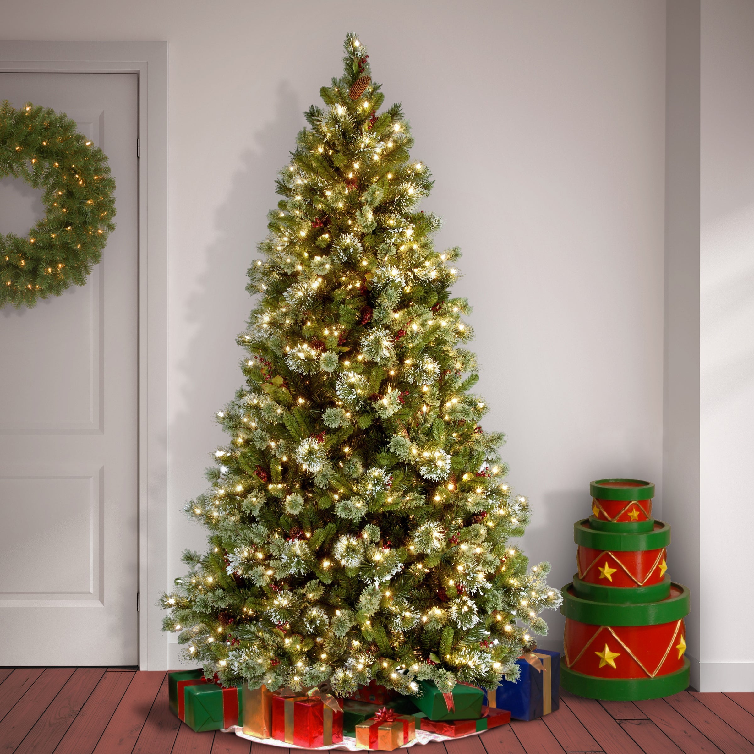 7.5 ft. Pre-Lit Wintry Pine Medium Tree with Clear Lights