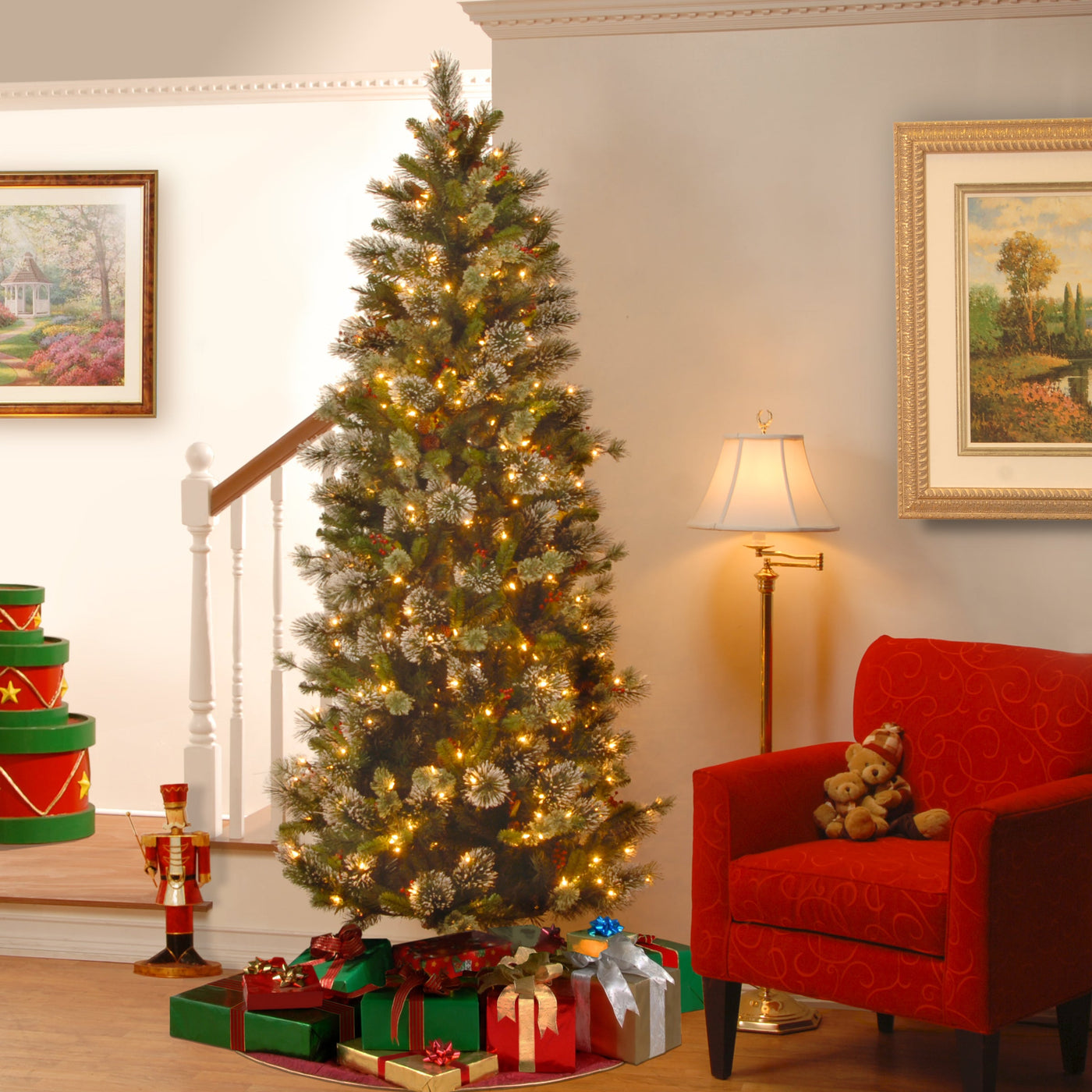 6.5 ft. Pre-Lit Wintry Pine Slim Tree with Clear Lights